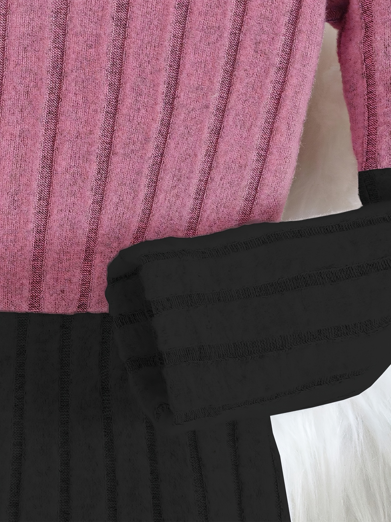 Girls Colorblock Ribbed Sweater Dress Fall - 图片 7