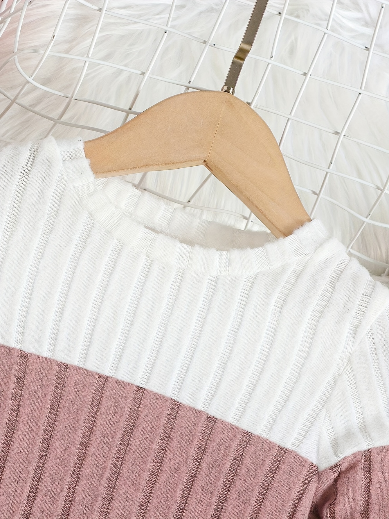 Girls Colorblock Ribbed Sweater Dress Fall - 图片 11