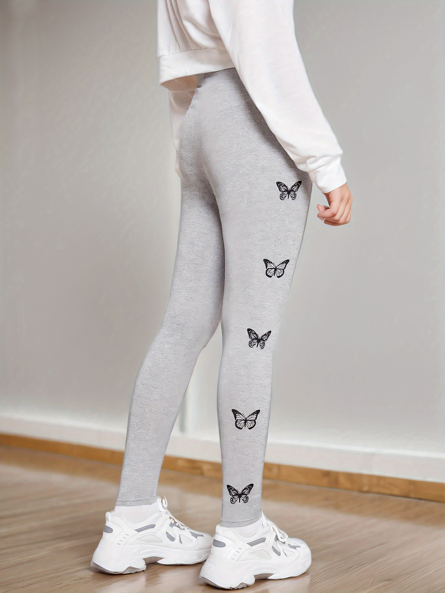 Girls Butterfly Print Leggings Fall - 图片 5