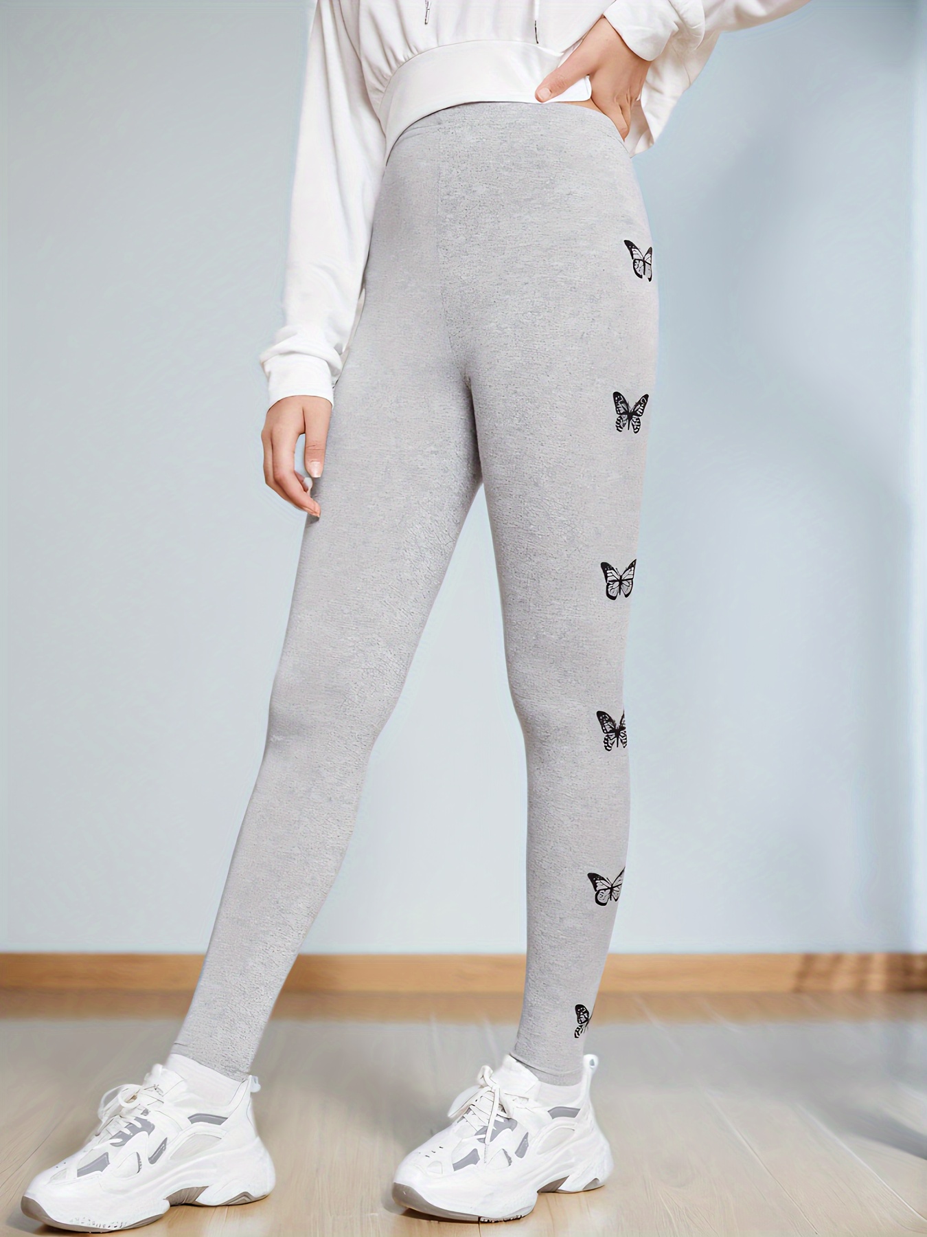 Girls Butterfly Print Leggings Fall - 图片 4