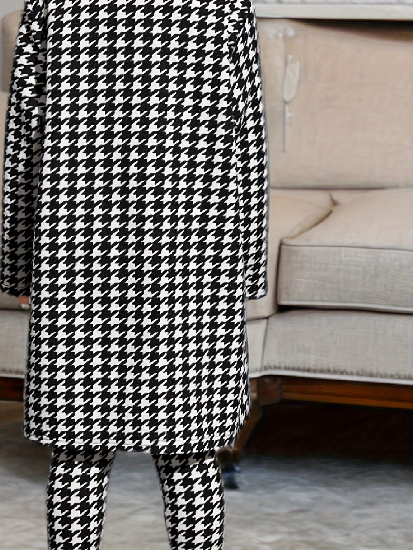 Girls Houndstooth Plaid Jacket Cami Leggings 3-Piece Set Fall Winter - 图片 5