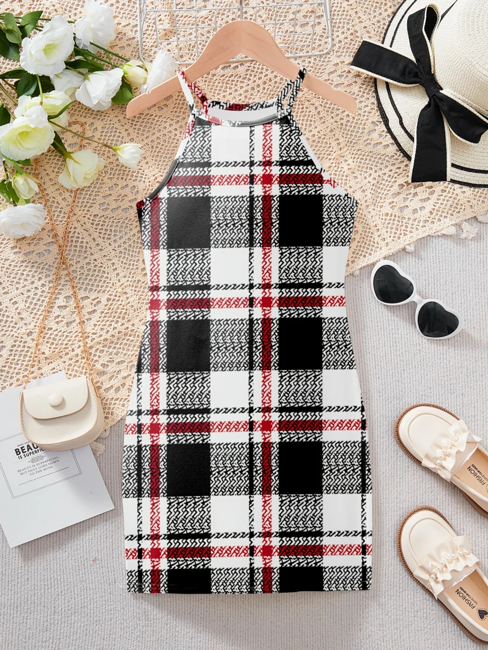 Girls Plaid Cami Dress Summer