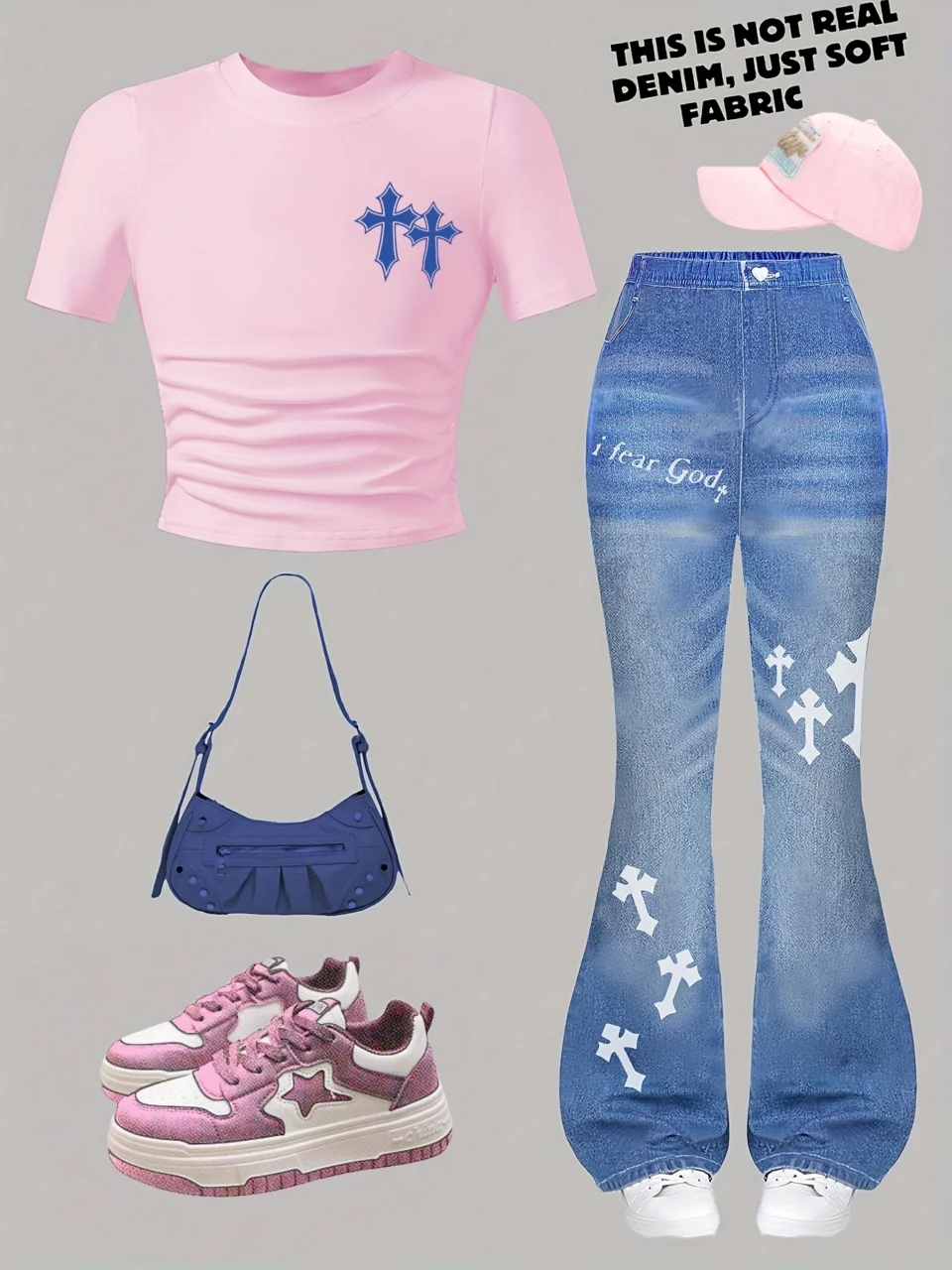 Teen Girls Y2K Graphic Pink T-Shirt Flare Jeans Set Spring Summer Outfit