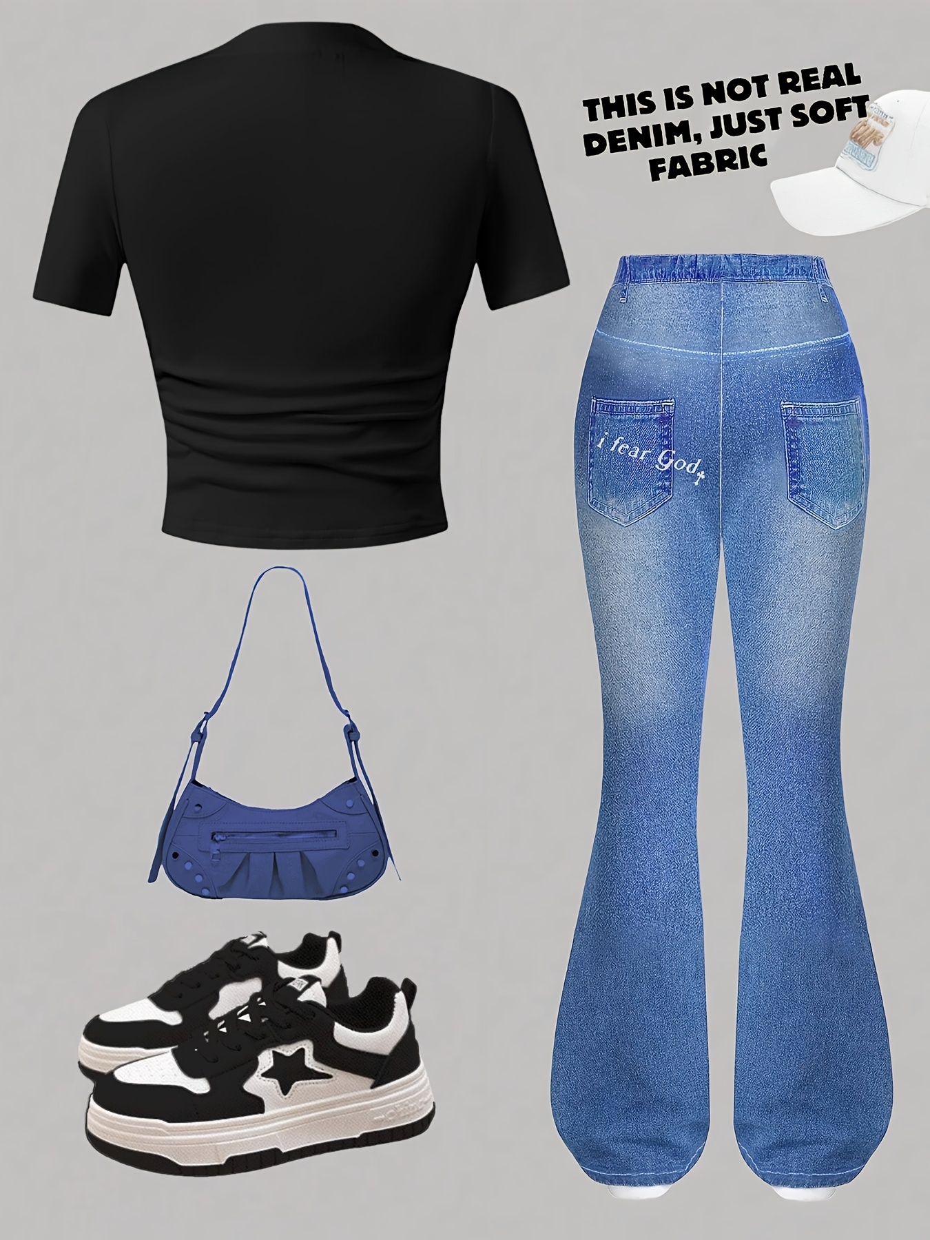 Teen Girls Y2K Graphic Pink T-Shirt Flare Jeans Set Spring Summer Outfit - 图片 8