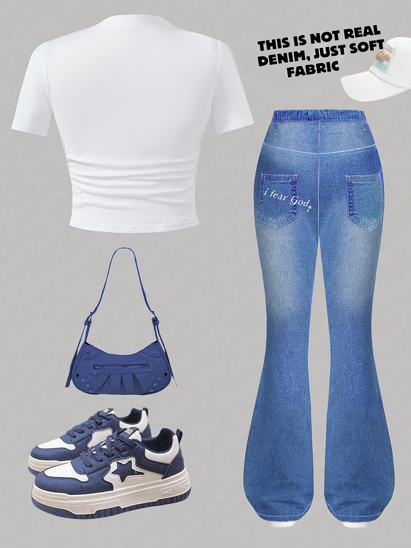 Teen Girls Y2K Graphic Pink T-Shirt Flare Jeans Set Spring Summer Outfit - 图片 13
