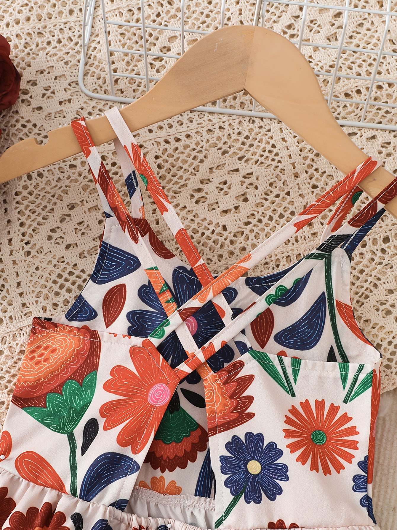 Girls Floral Ruffle Cami Dress Spring Summer - 图片 4
