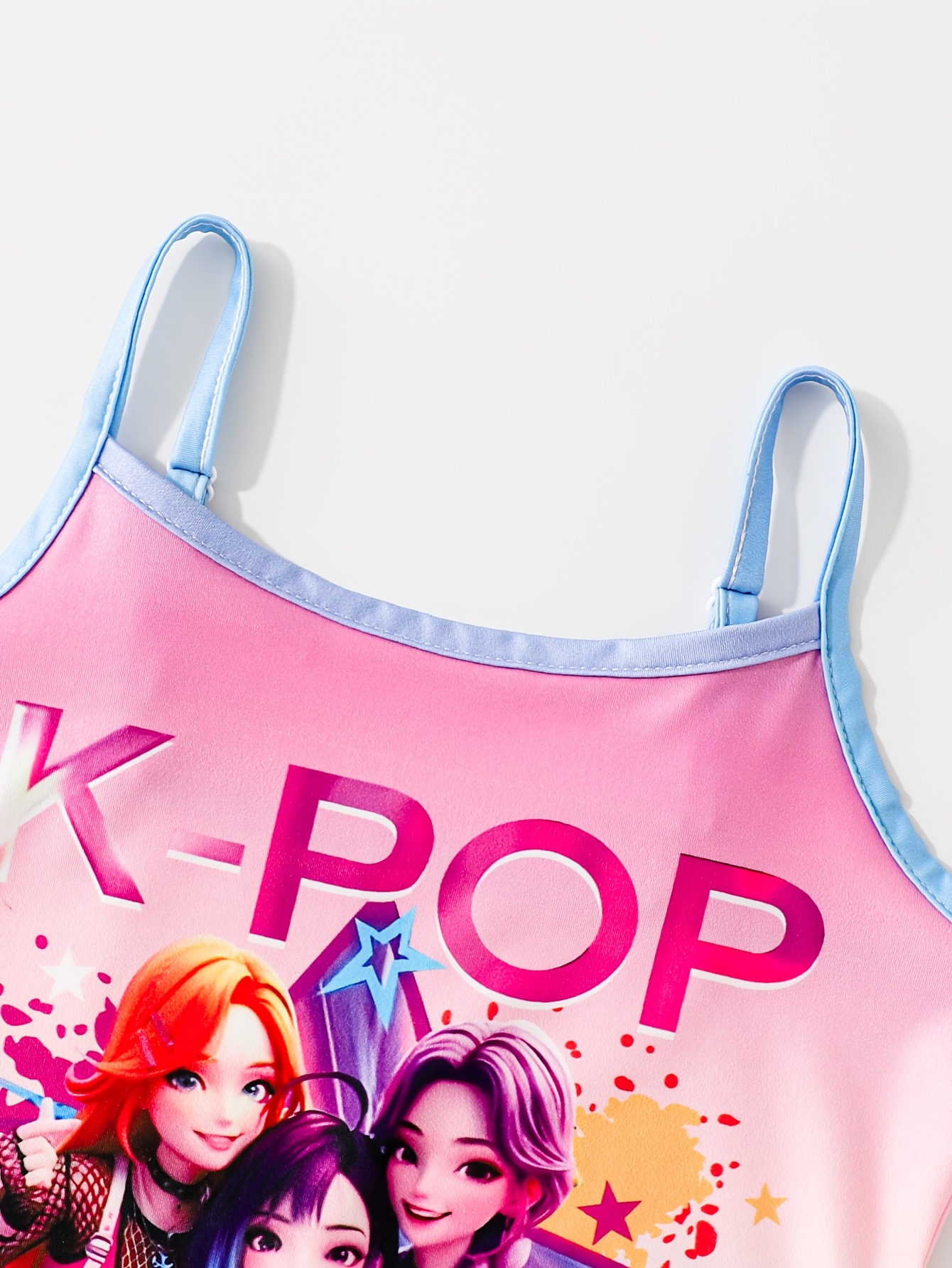 Girls K-Pop Graphic Gradient Star Print Swimsuit Summer - 图片 4