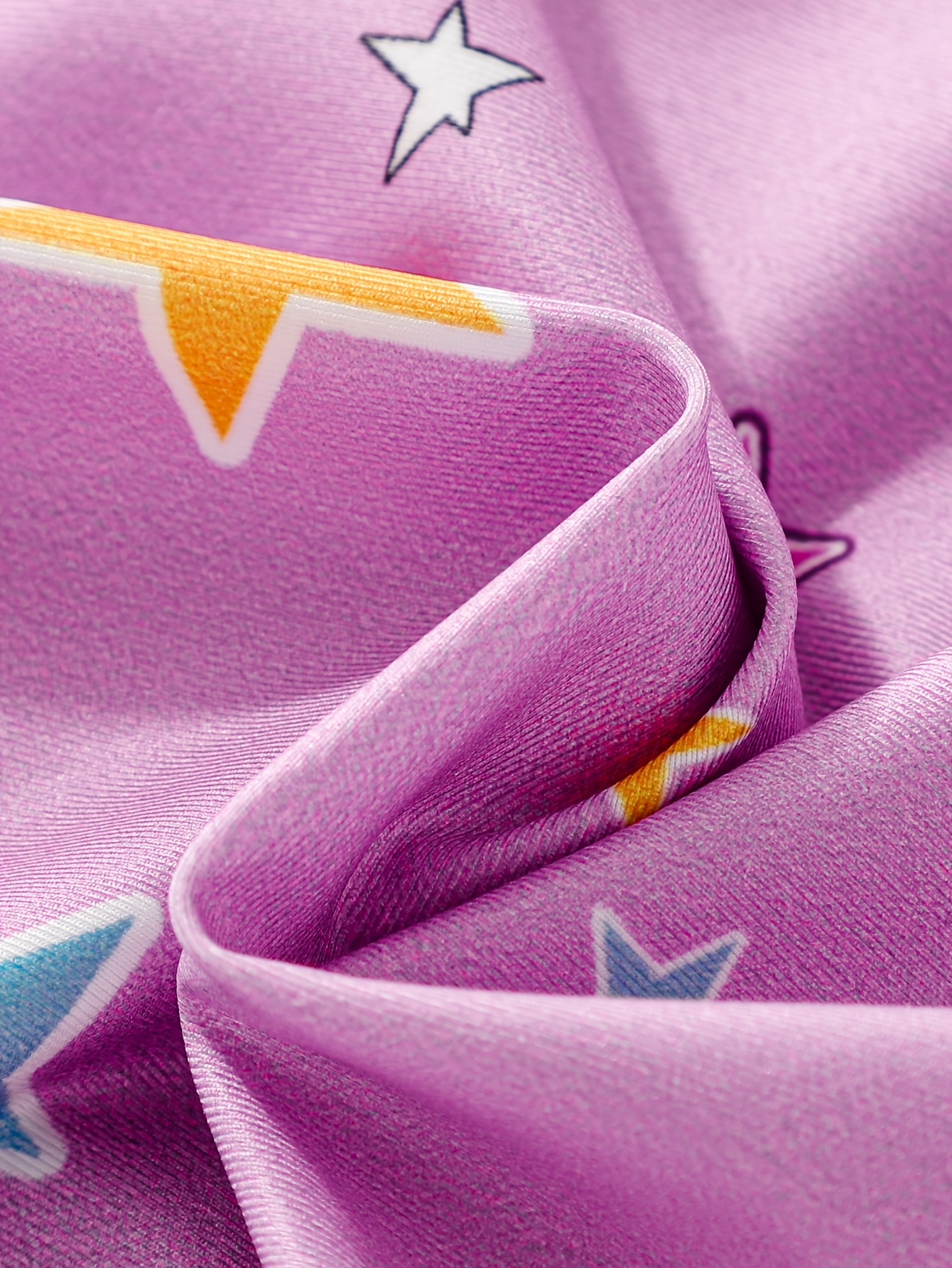 Girls Graphic Star Print Colorblock Swimsuit Shorts Set Summer - 图片 4