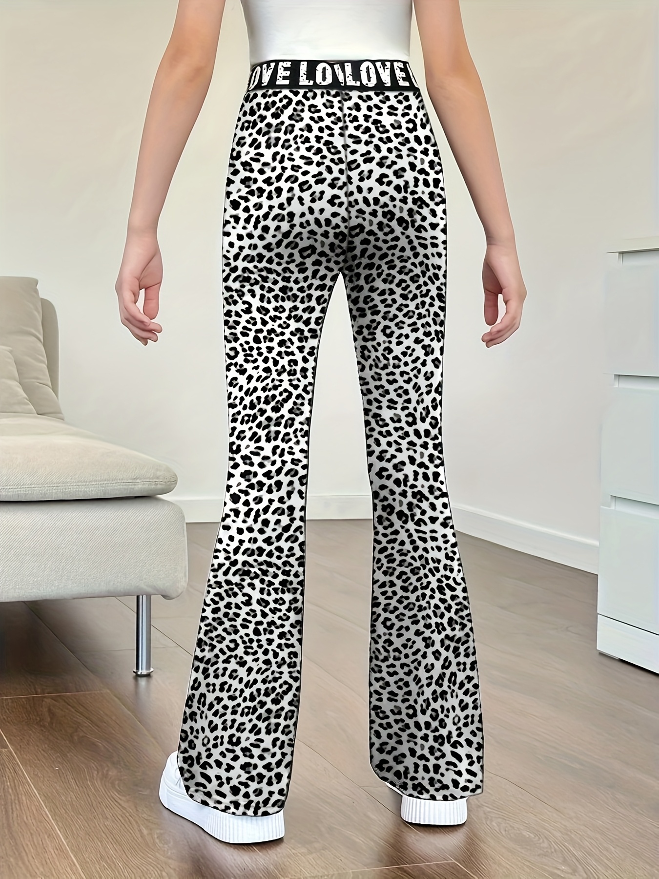 Girls Leopard Print Flare Pants All Season - 图片 13