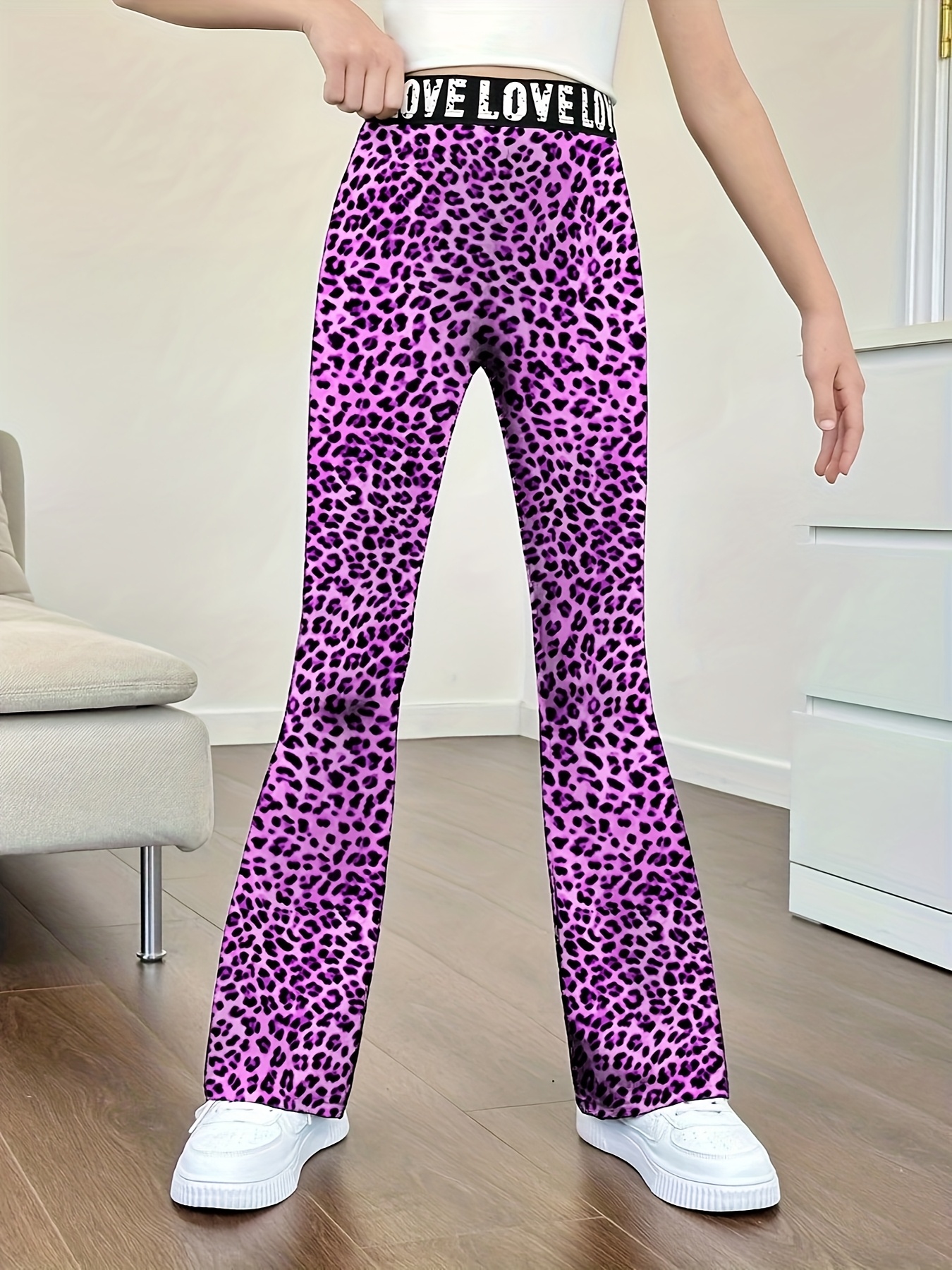 Girls Leopard Print Flare Pants All Season - 图片 10
