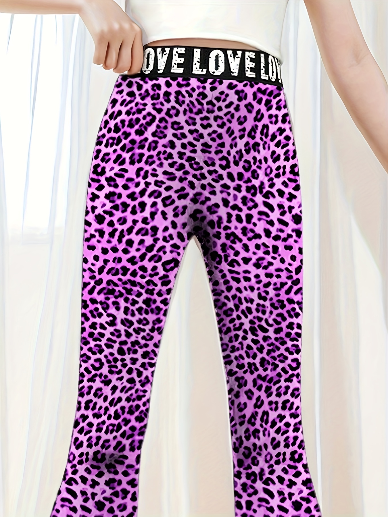 Girls Leopard Print Flare Pants All Season - 图片 11