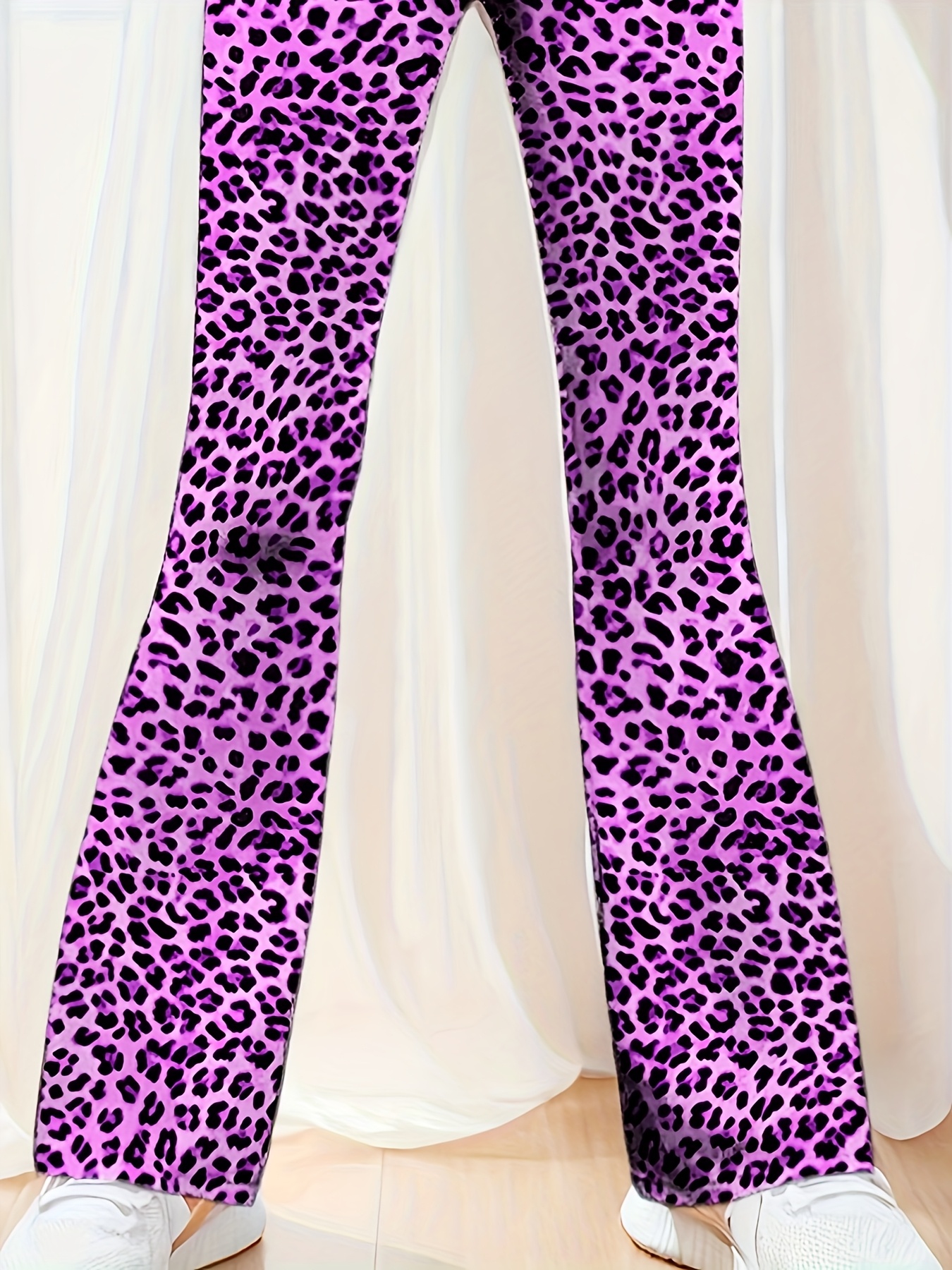 Girls Leopard Print Flare Pants All Season - 图片 12