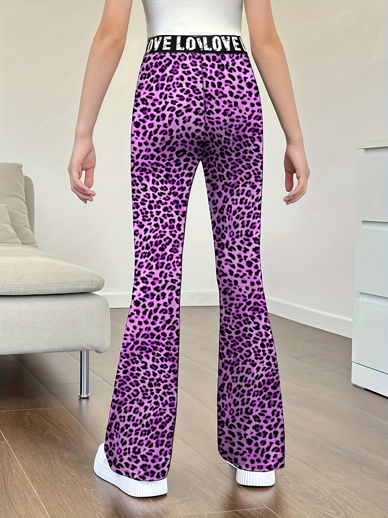 Girls Leopard Print Flare Pants All Season - 图片 9