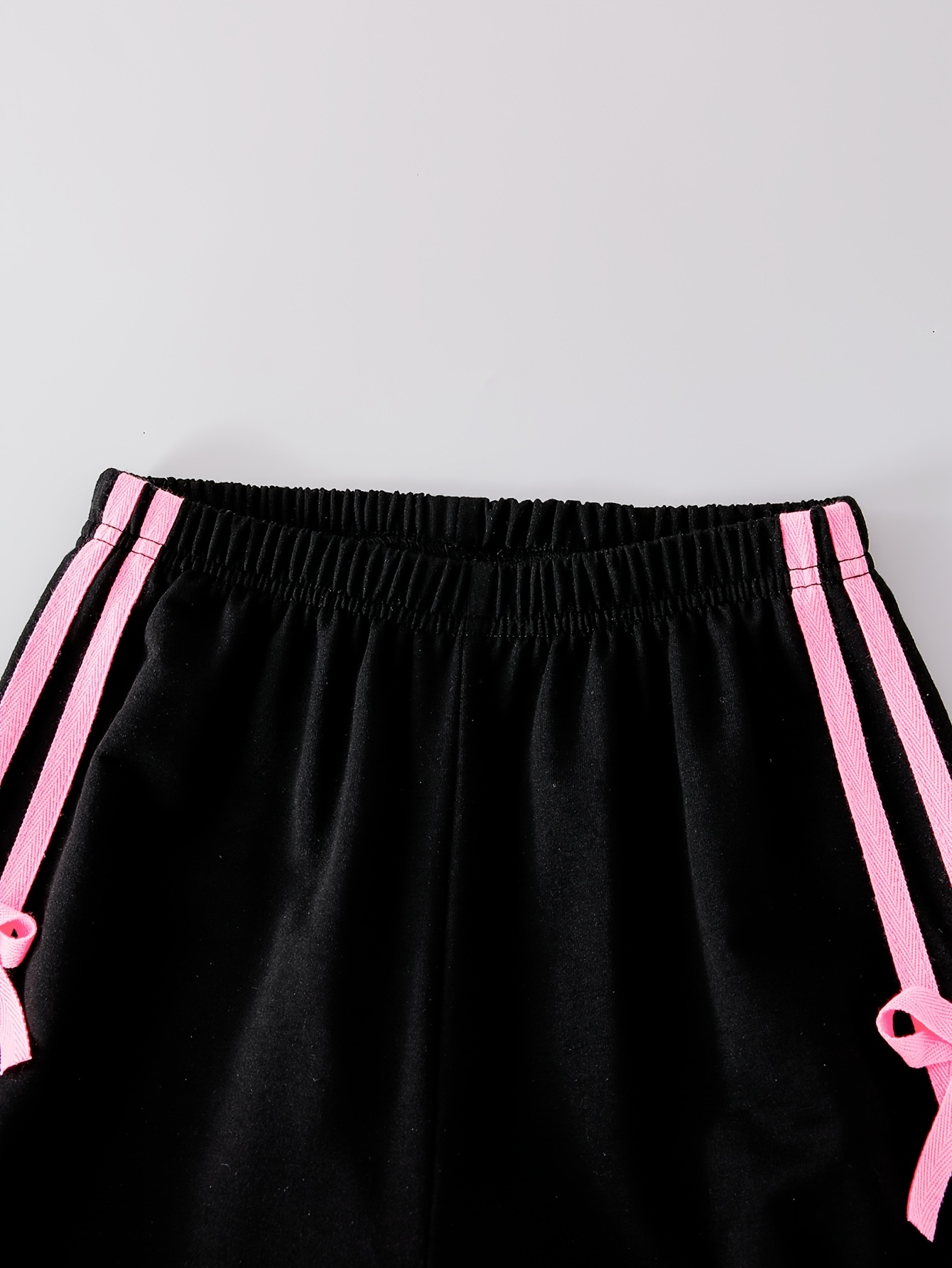 Girls Bow Solid Sweatshirt Wide Leg Pants 2-Piece Set Fall - 图片 4