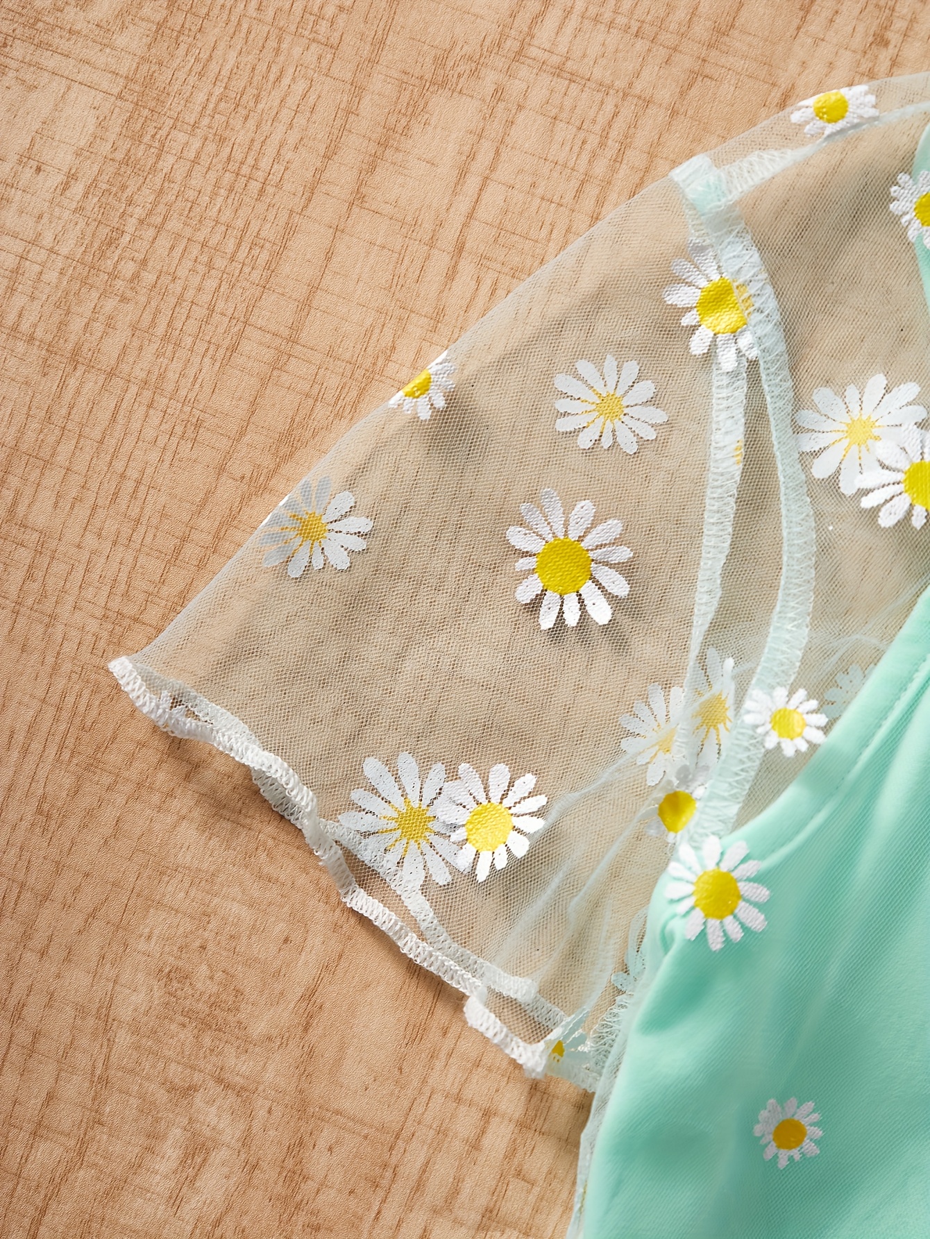 Girls Floral Sheer Mesh T-Shirts Summer - 图片 6