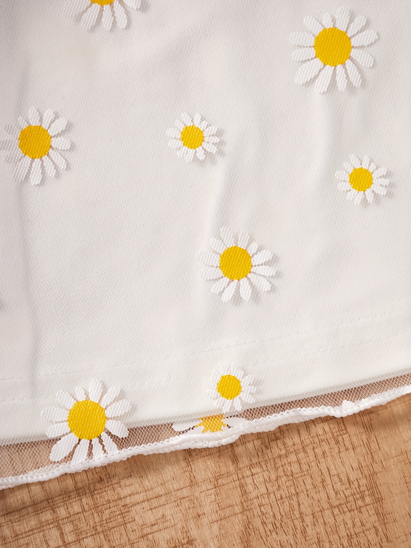 Girls Floral Sheer Mesh T-Shirts Summer - 图片 7
