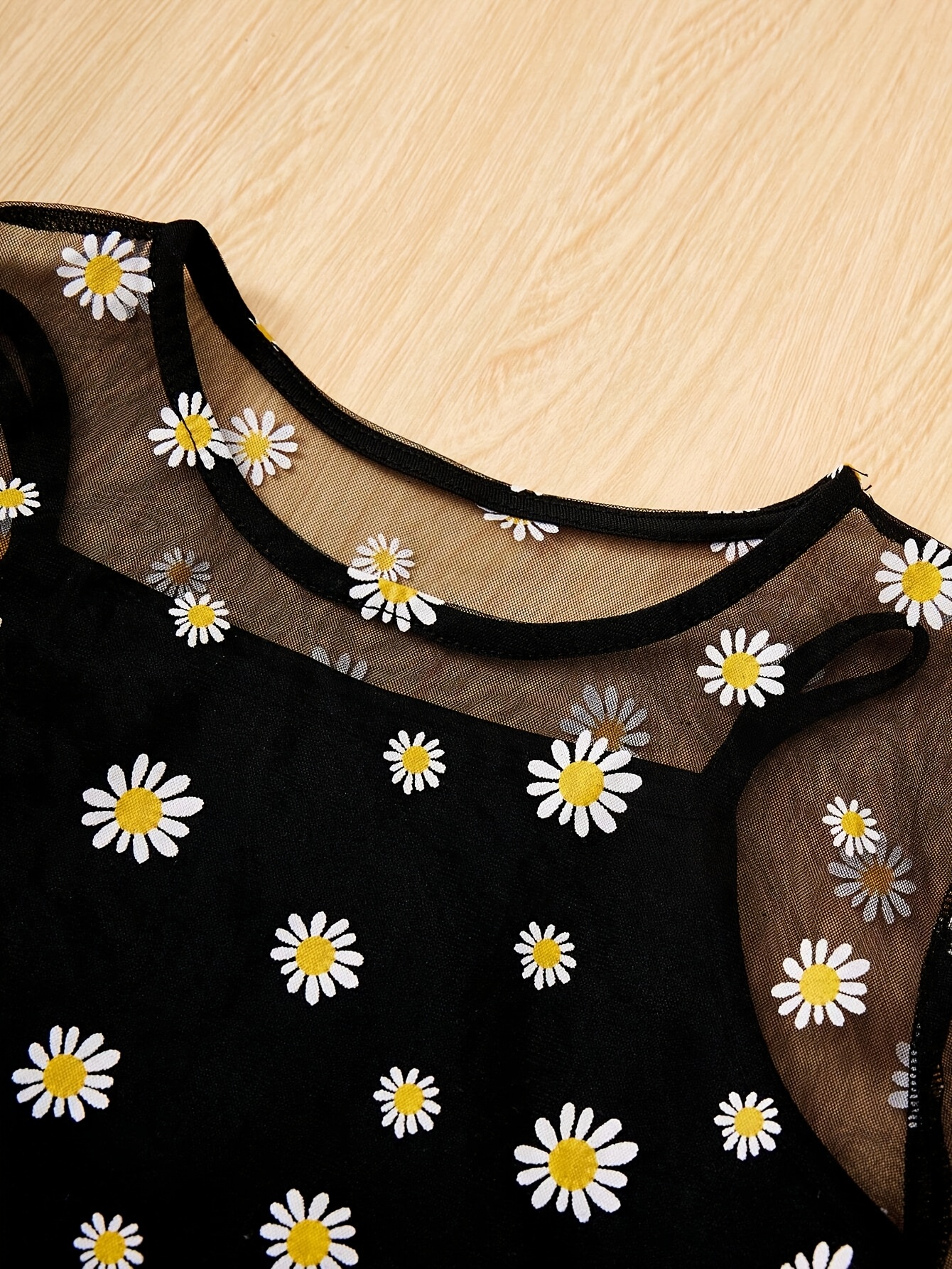 Girls Floral Sheer Mesh T-Shirts Summer - 图片 9