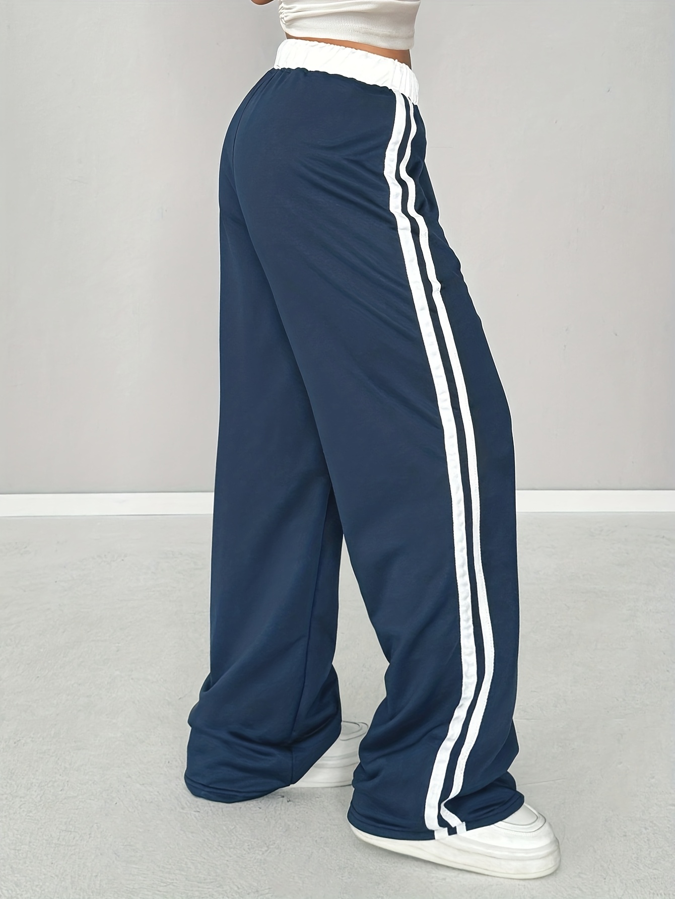 Girls Number Graphic Side Stripe Wide Leg Sweatpants All Season - 图片 2