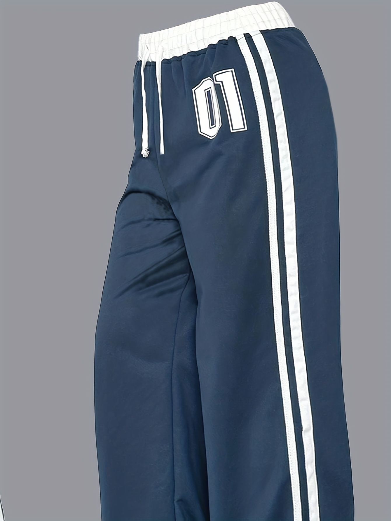 Girls Number Graphic Side Stripe Wide Leg Sweatpants All Season - 图片 5
