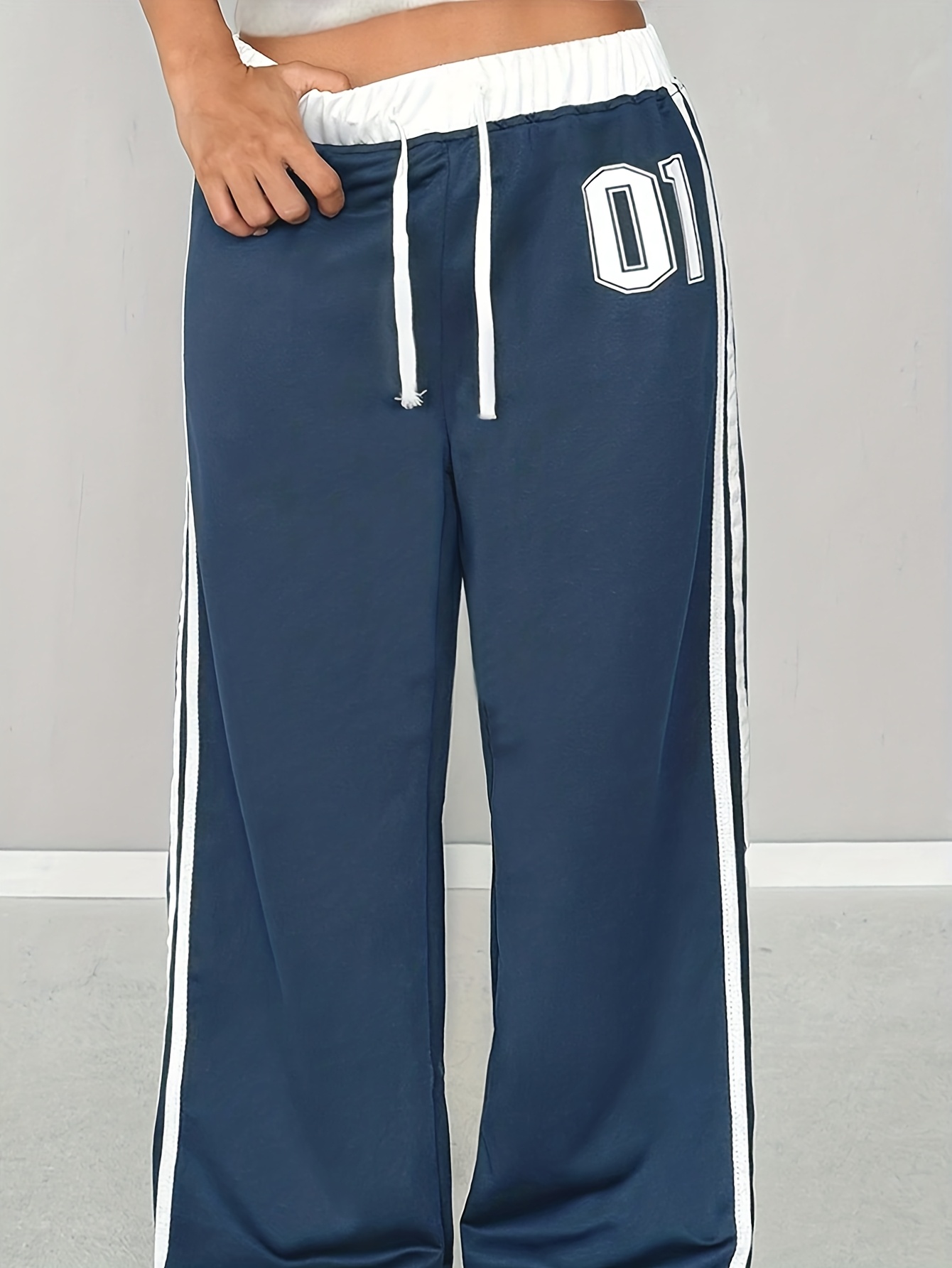 Girls Number Graphic Side Stripe Wide Leg Sweatpants All Season - 图片 6