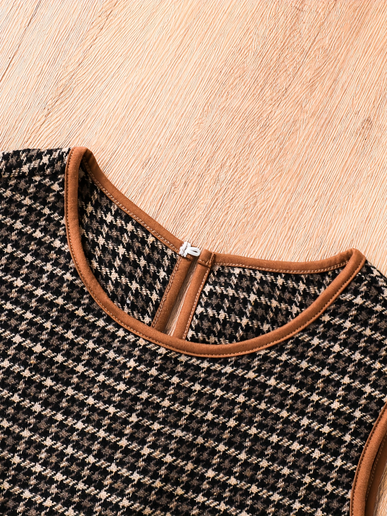 Girls Houndstooth Warm Teddy Coat Dress 2-Piece Set Fall Winter - 图片 5