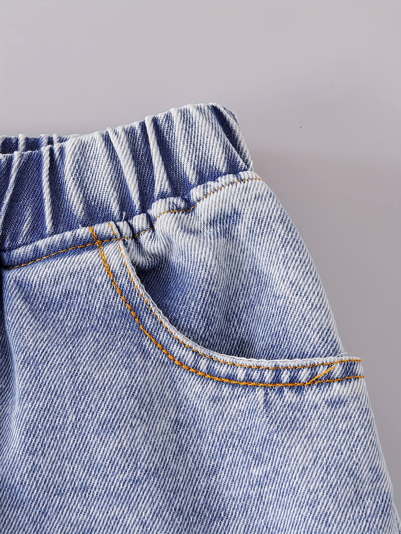 Girls Bow Distressed Denim Bow Top Jeans 2-Piece Set All Season - 图片 4