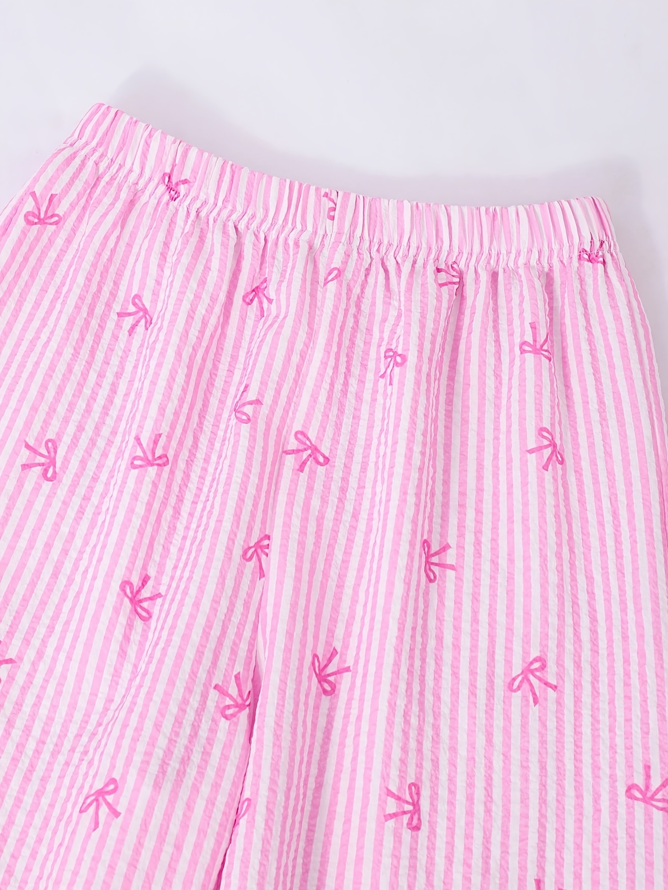 Girls Striped Bow Striped Cami Wide Leg Pants 2-Piece Set Spring Summer - 图片 6