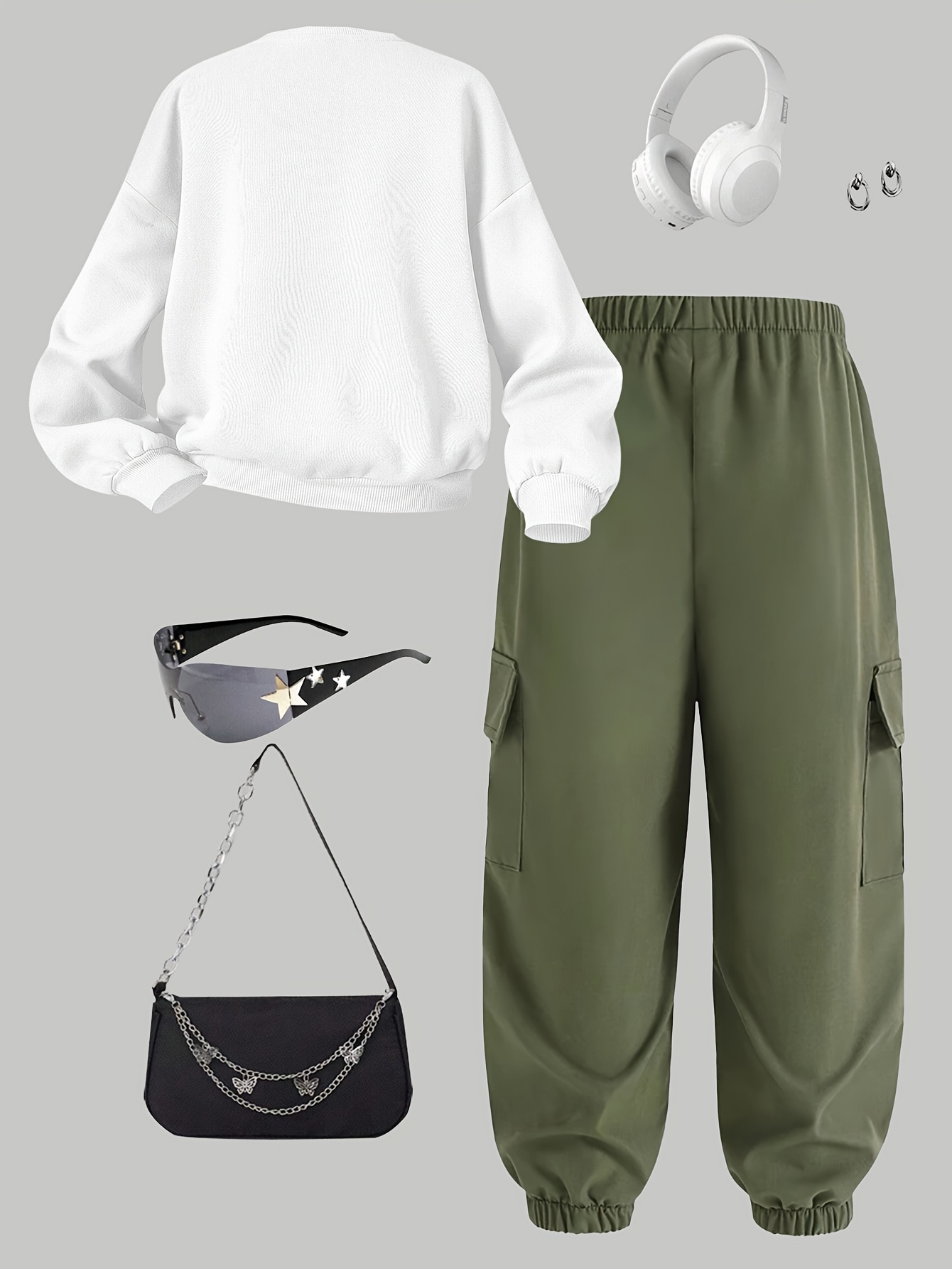 Girls Y2K Graphic Streetwear Sweatshirt Cargo Pants 2-Piece Set Fall - 图片 3