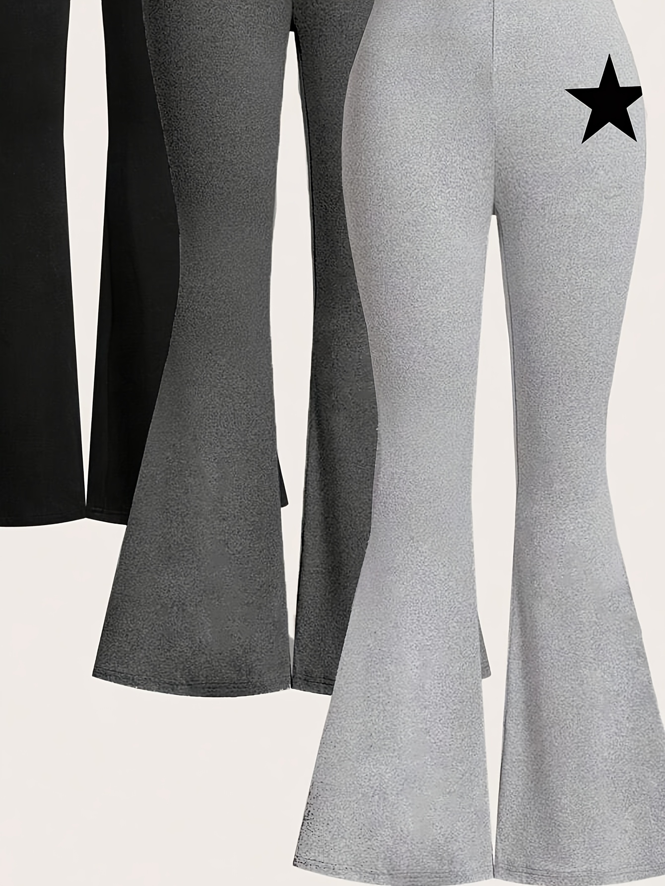 Girls Heart Print Star Print Flare Pants All Season - 图片 13