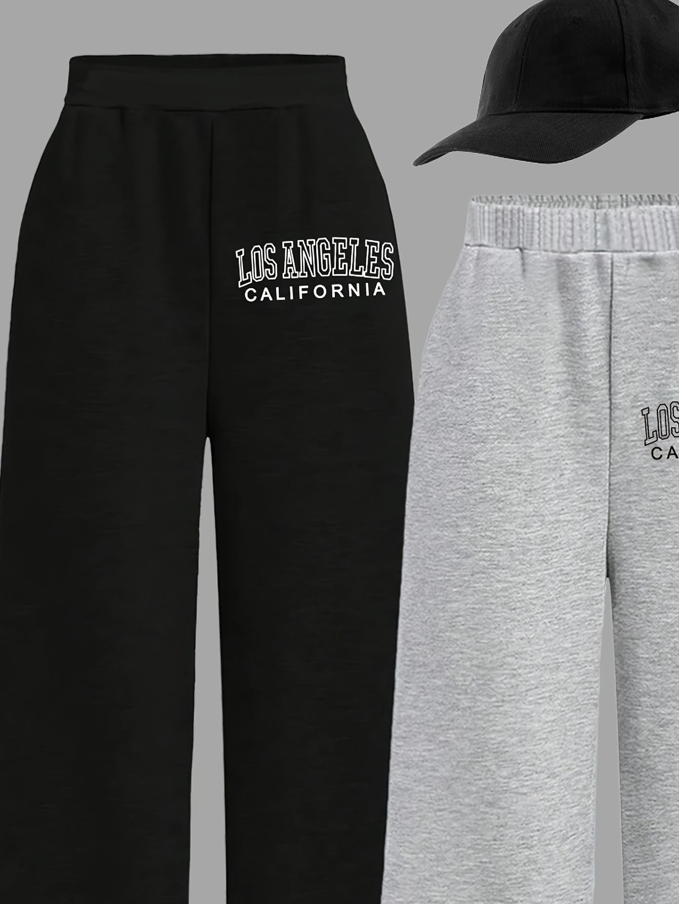 Girls Letter Print Sporty Wide Leg Pants All Season - 图片 5