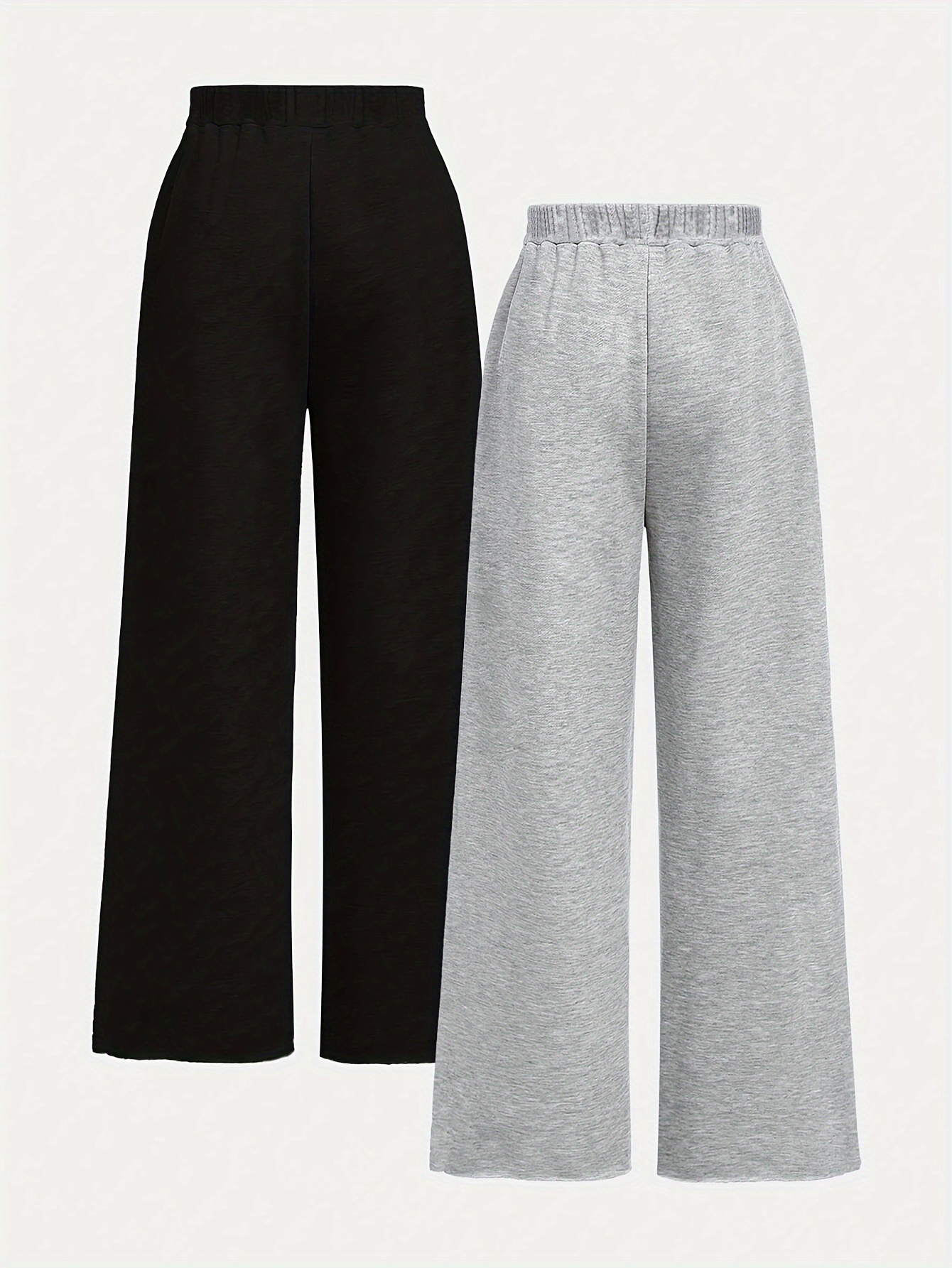 Girls Letter Print Sporty Wide Leg Pants All Season - 图片 2