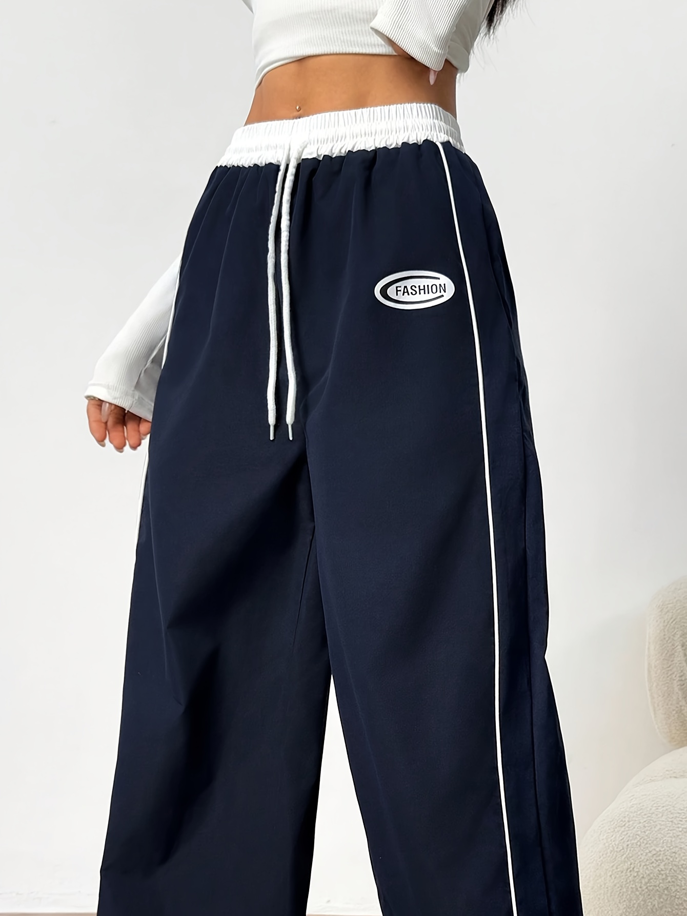 Girls Side Stripe Loose Fit Wide Leg Pants Spring Summer - 图片 3