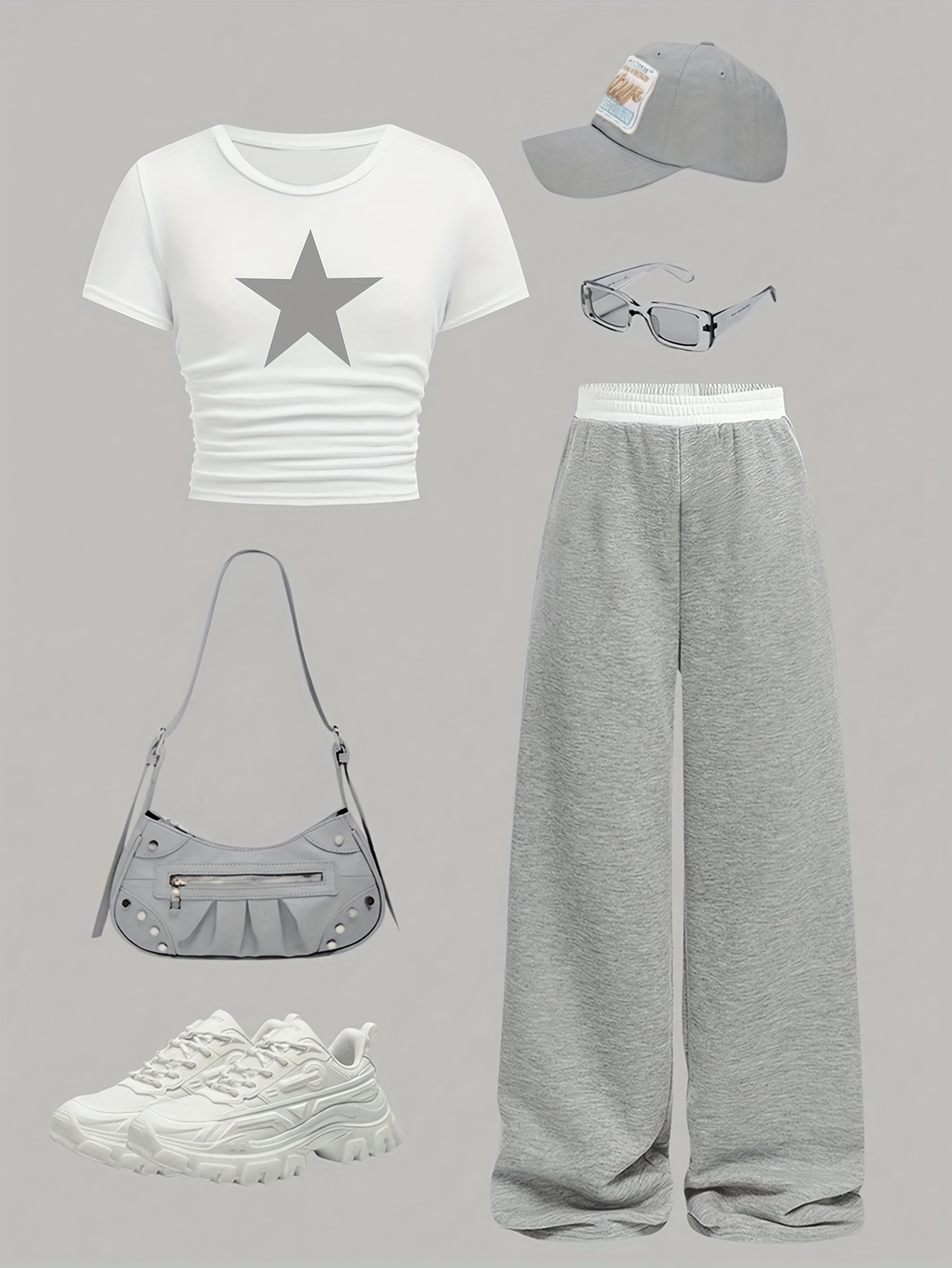 Girls Solid Colorblock Waist T-Shirt Straight Pants 2-Piece Set Spring Summer - 图片 2