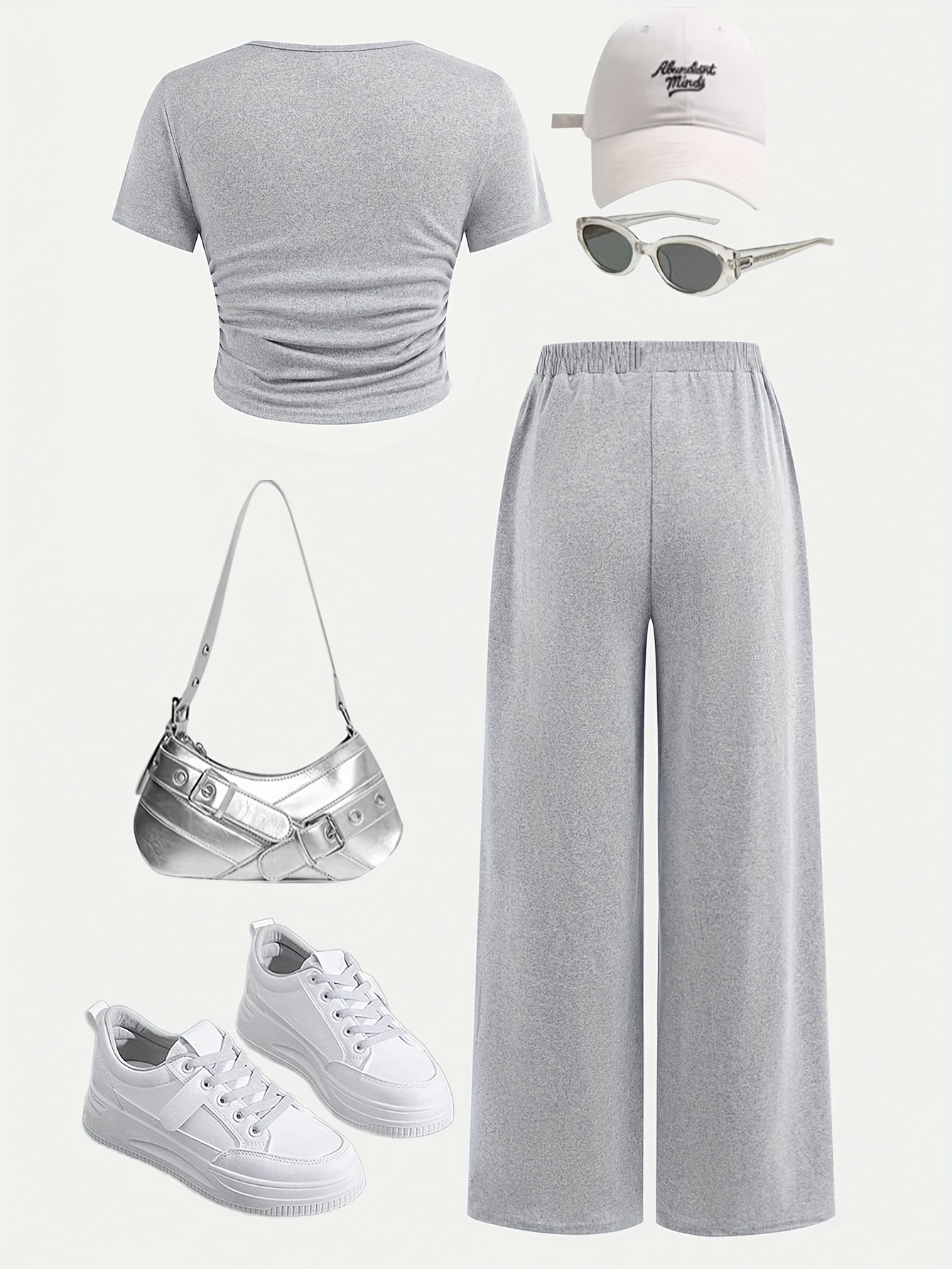 Girls Solid Button T-Shirt Straight Pants 2-Piece Set Spring Summer - 图片 3