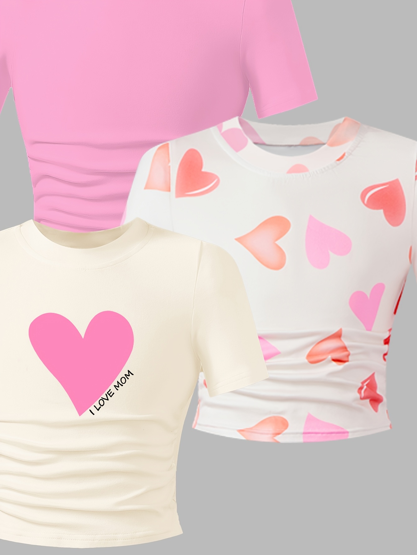 Girls Heart Graphic T-Shirts Summer - 图片 14