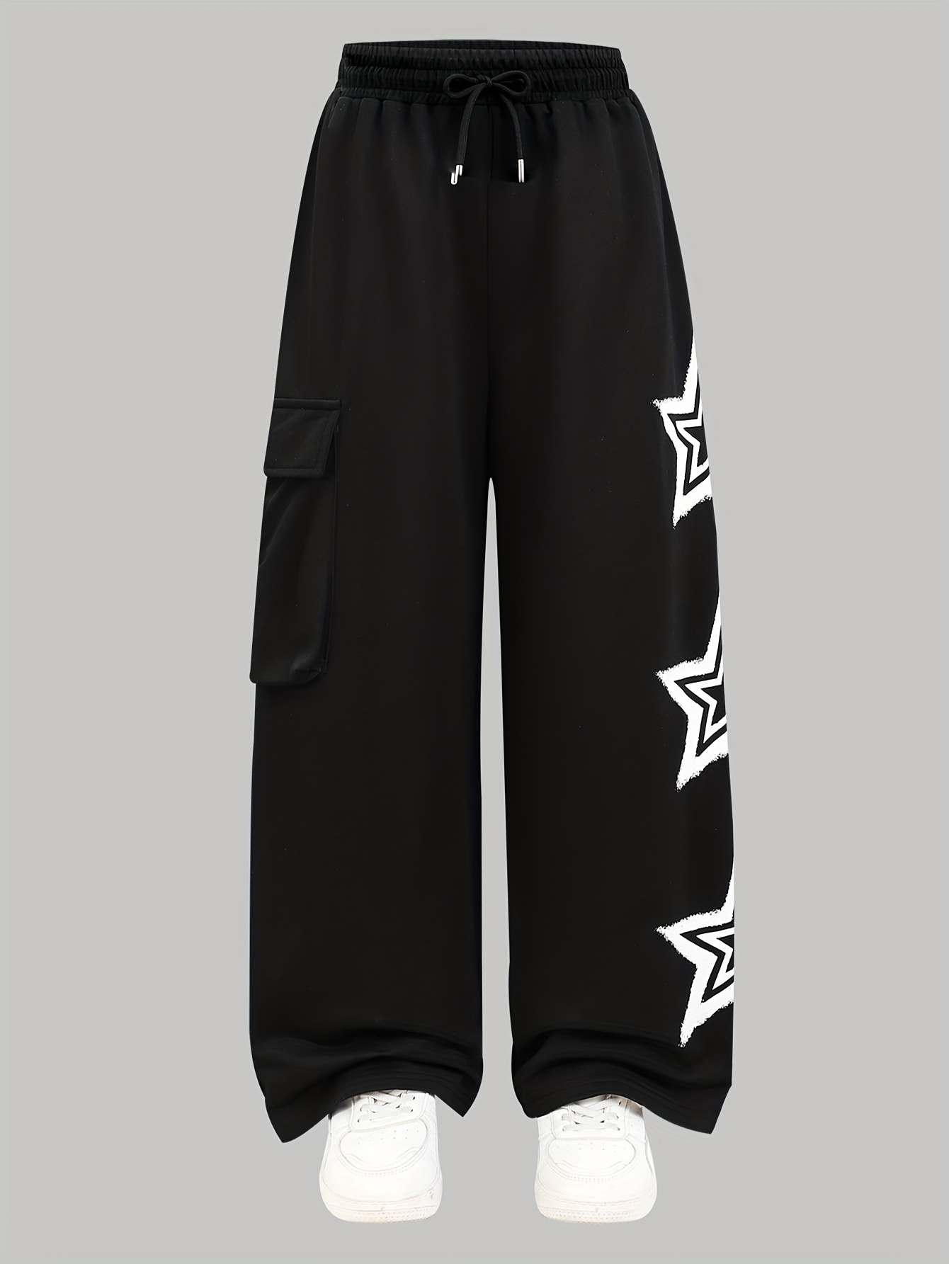 Girls Y2K Star Print Wide Leg Sweatpants All Season - 图片 2