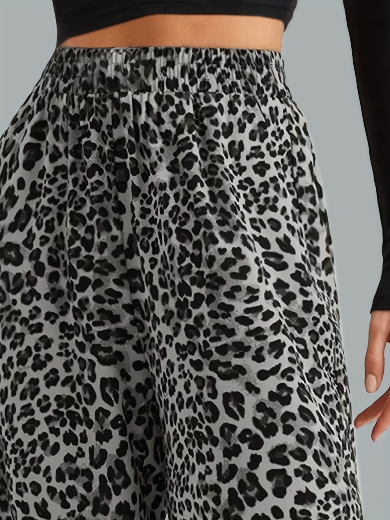Girls Leopard Print Wide Leg Pants All Season - 图片 7