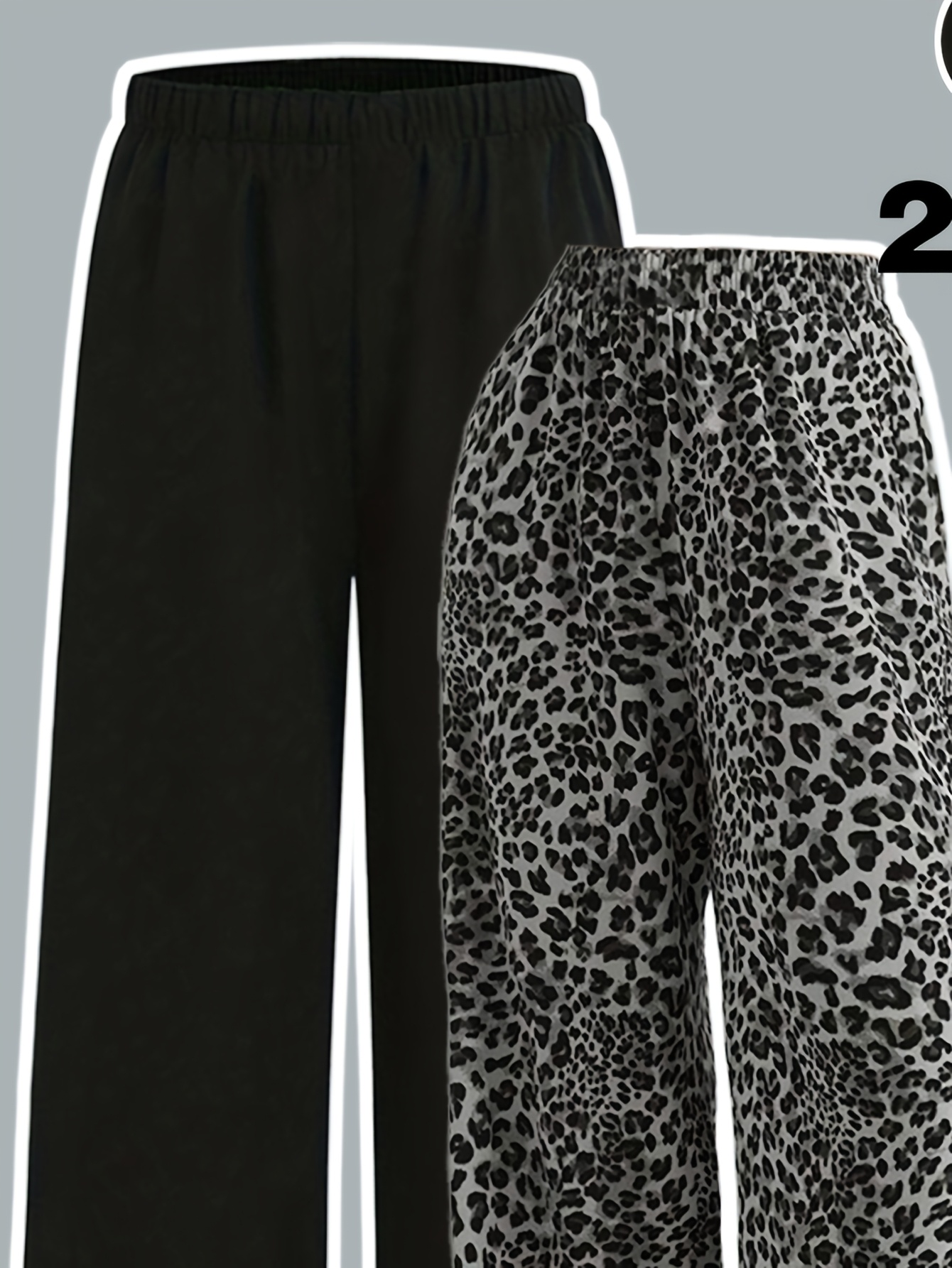 Girls Leopard Print Wide Leg Pants All Season - 图片 6
