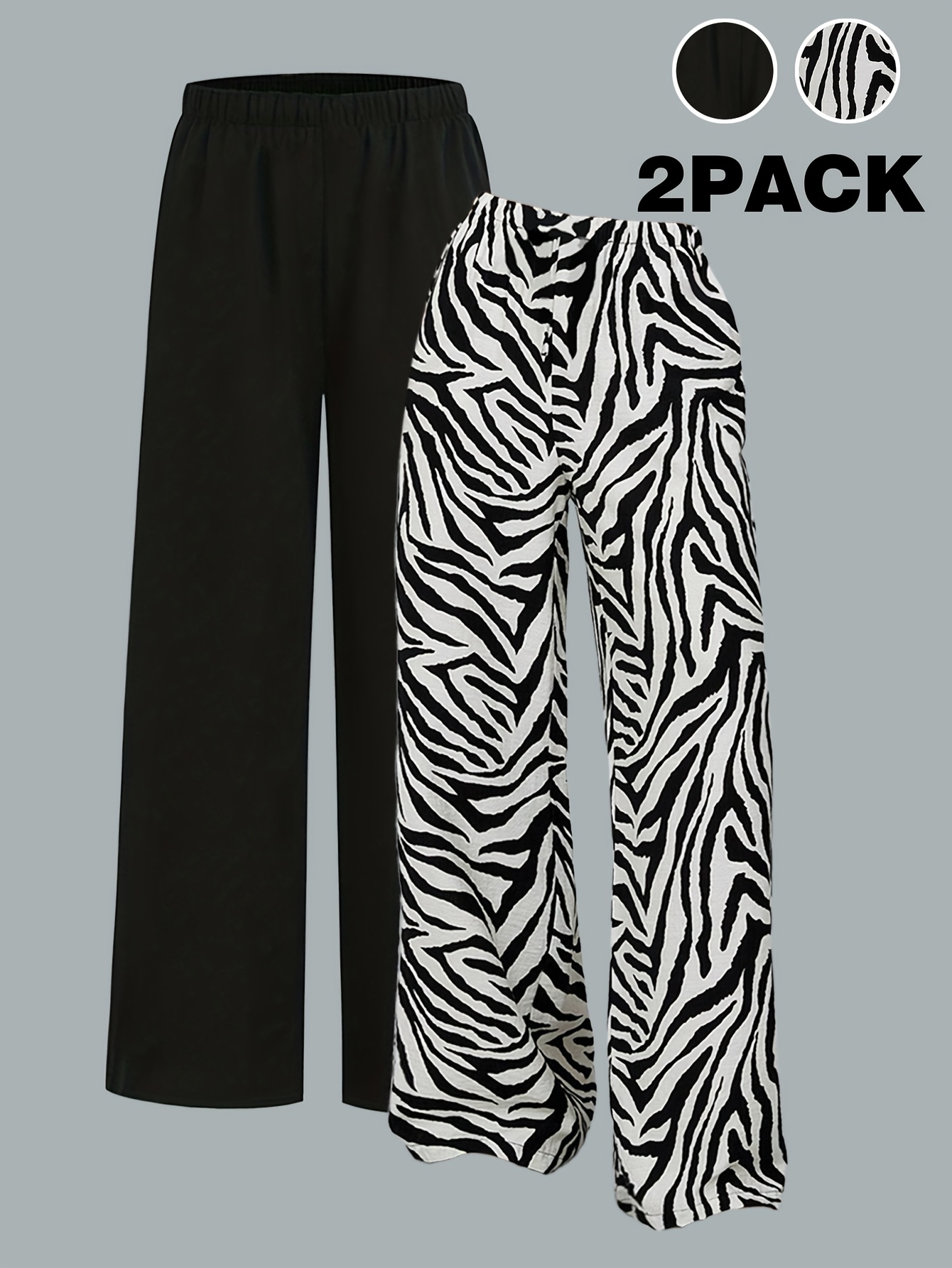 Girls Leopard Print Wide Leg Pants All Season - 图片 8