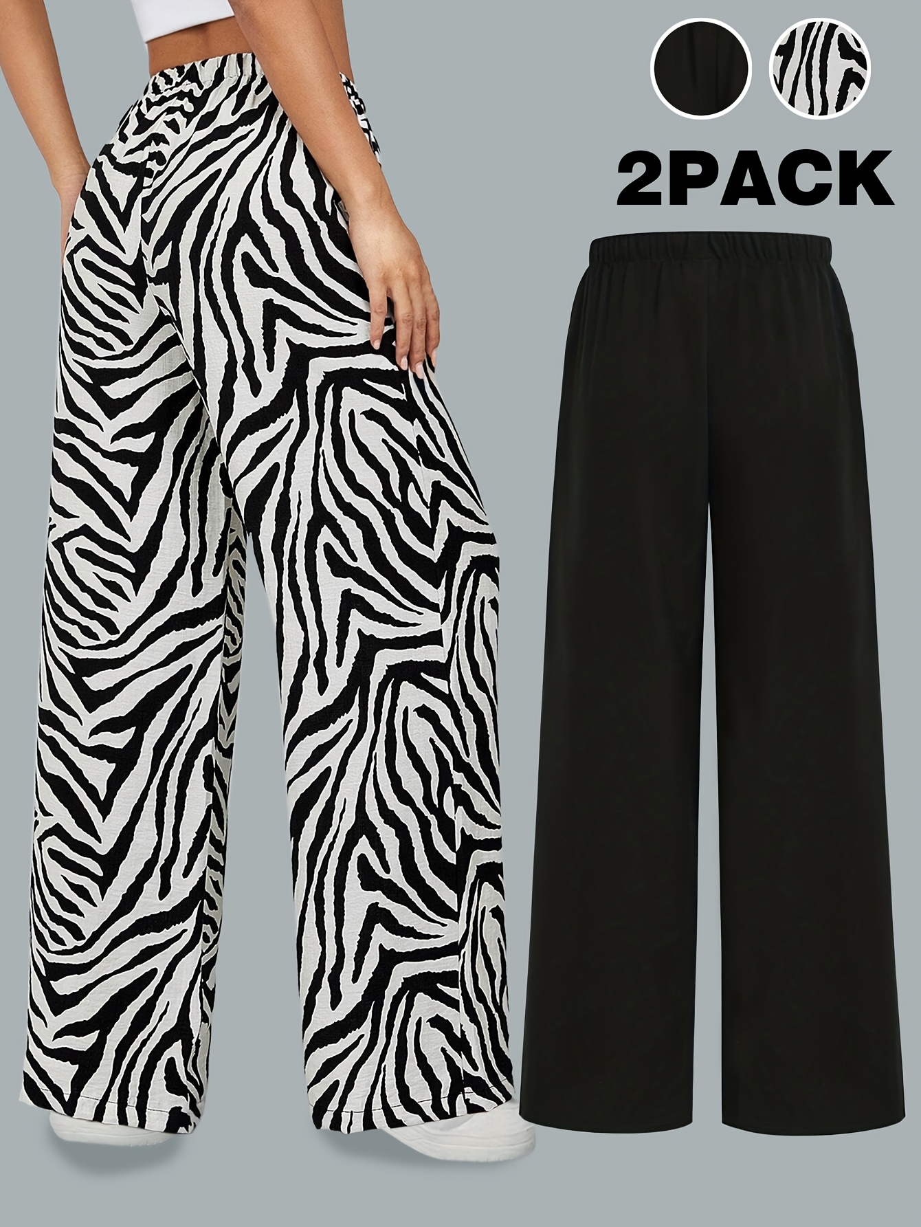 Girls Leopard Print Wide Leg Pants All Season - 图片 9