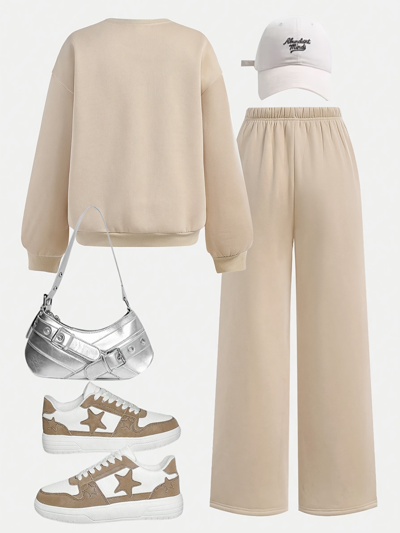 Girls Boho Solid Sweatshirt Pants 2-Piece Set Fall Winter - 图片 2