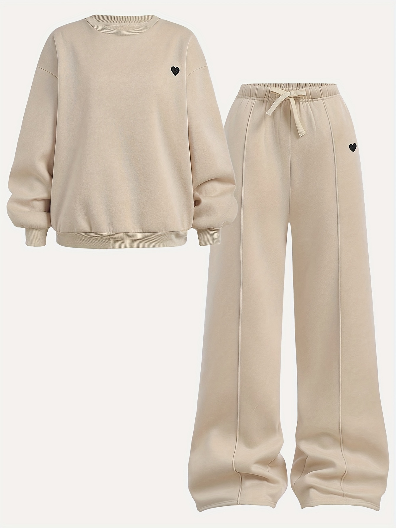 Girls Boho Solid Sweatshirt Pants 2-Piece Set Fall Winter - 图片 3