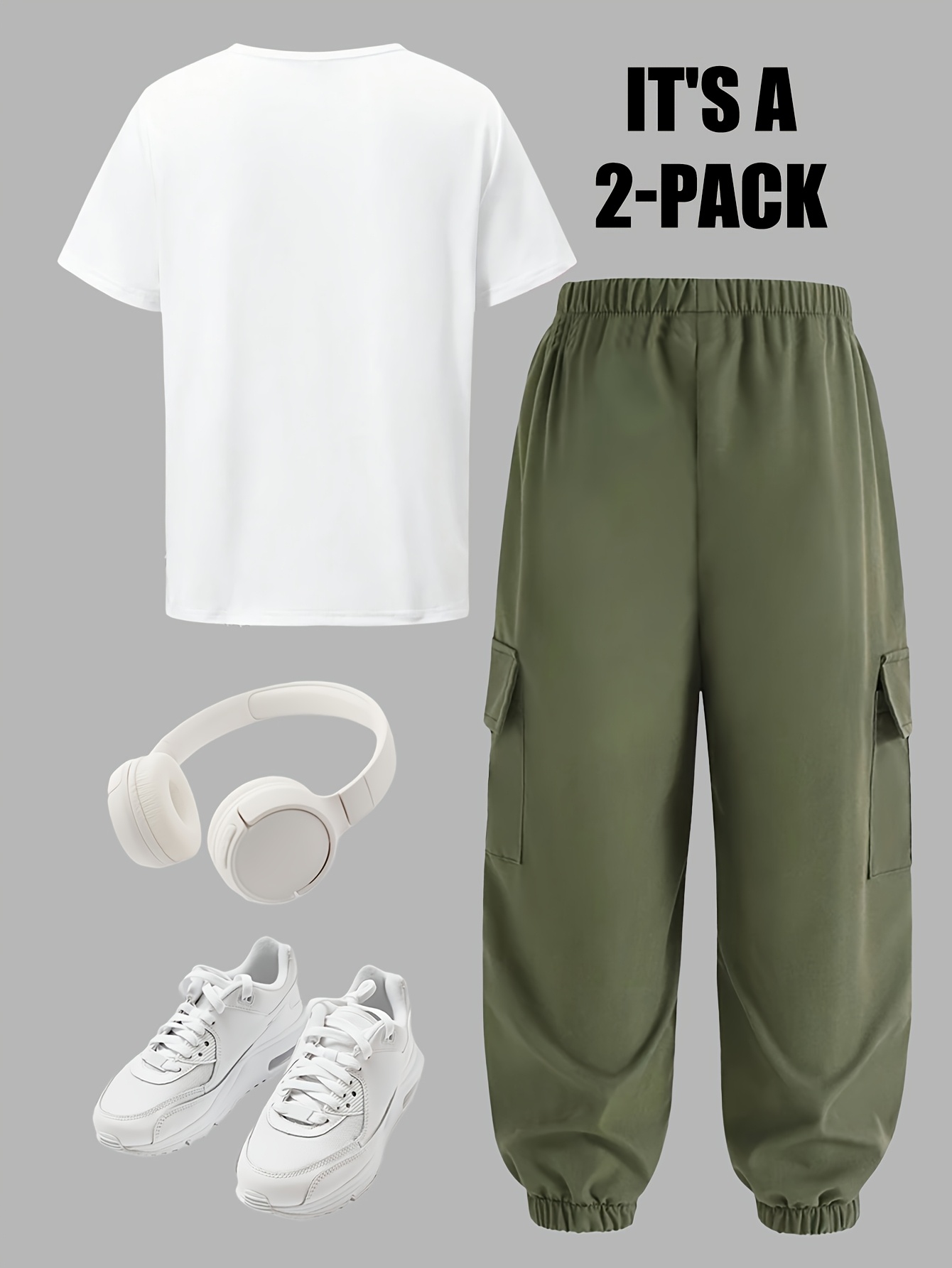 Girls Y2K Graphic T-Shirt Cargo Pants 2-Piece Set Summer - 图片 3