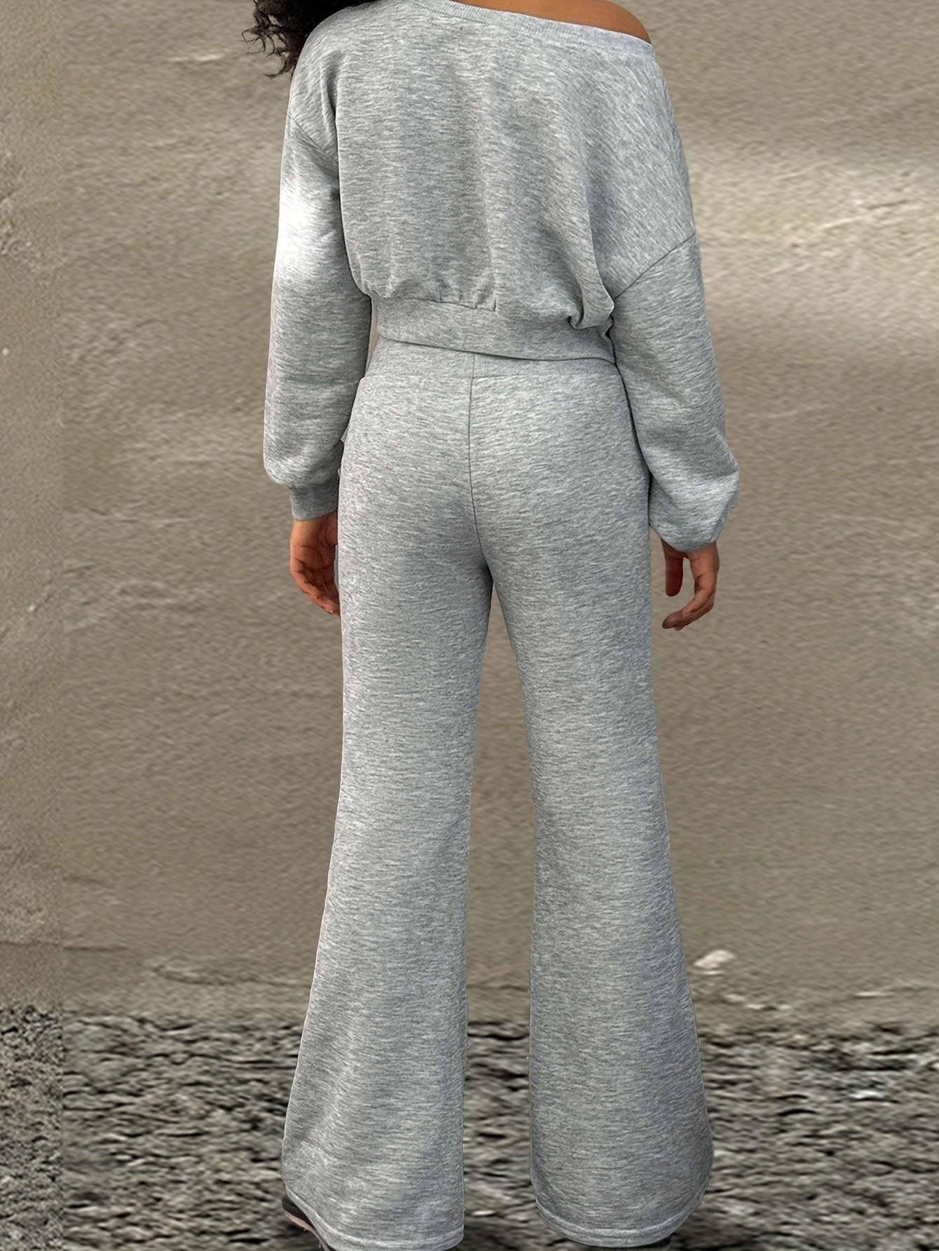 Girls Solid Streetwear Asymmetrical Sweatshirt Flare Pants 2-Piece Set Fall - 图片 3
