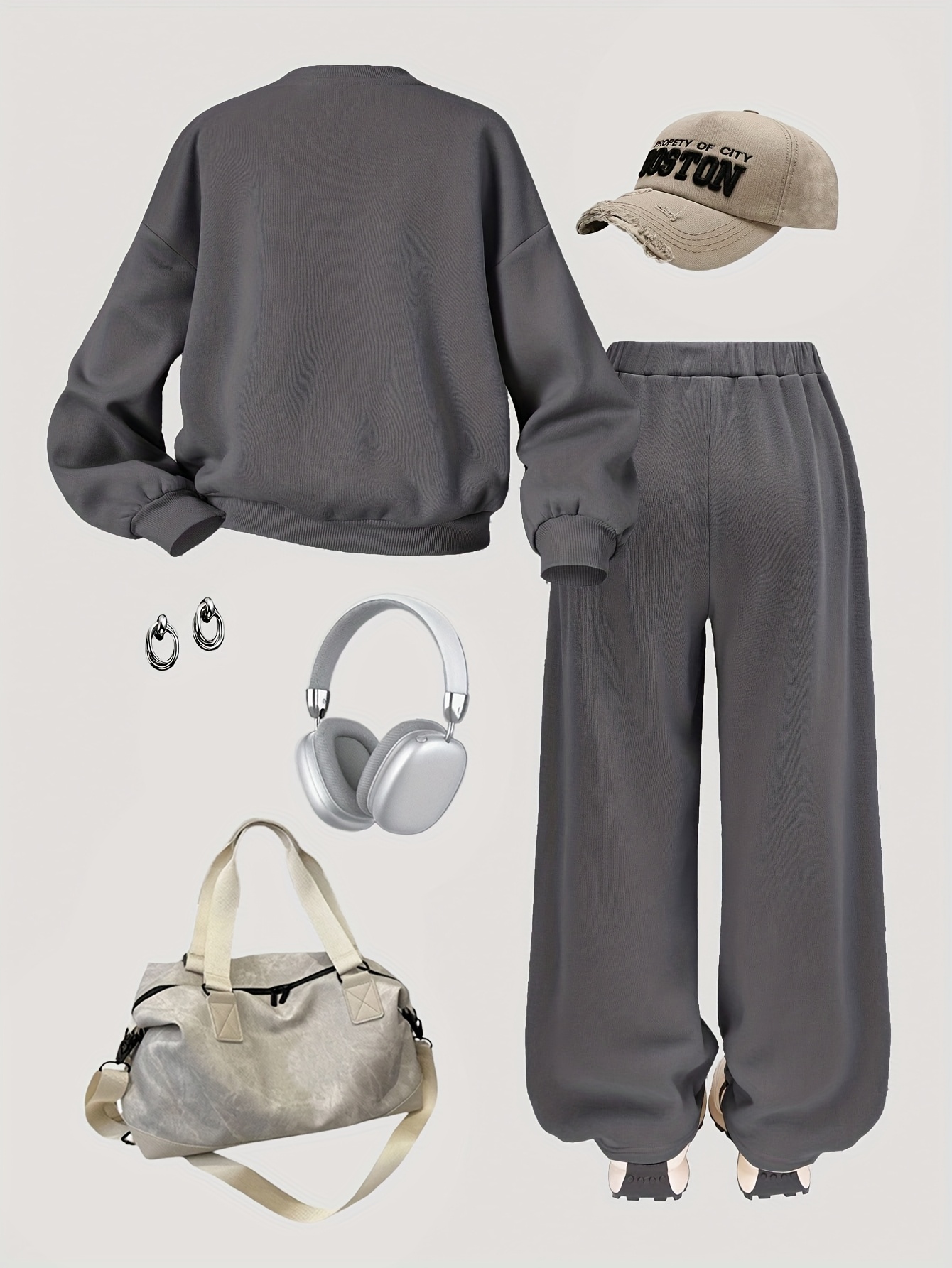 Girls Heart Graphic K-Pop Sweatshirt Sweatpants 2-Piece Set Fall Winter - 图片 2