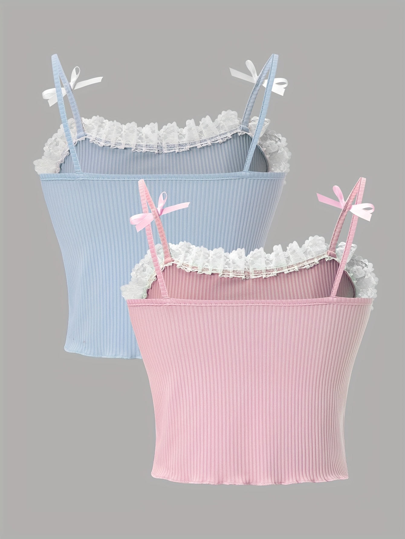 Girls Bow Ruffle Cami Tops Summer - 图片 2