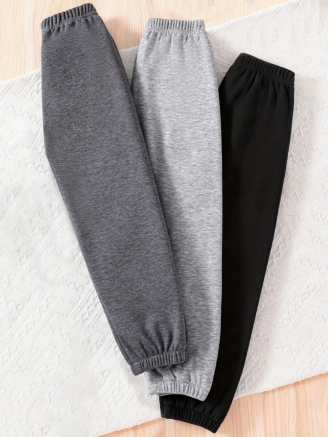 Girls Letter Print Fleece Sweatpants Fall Winter - 图片 2
