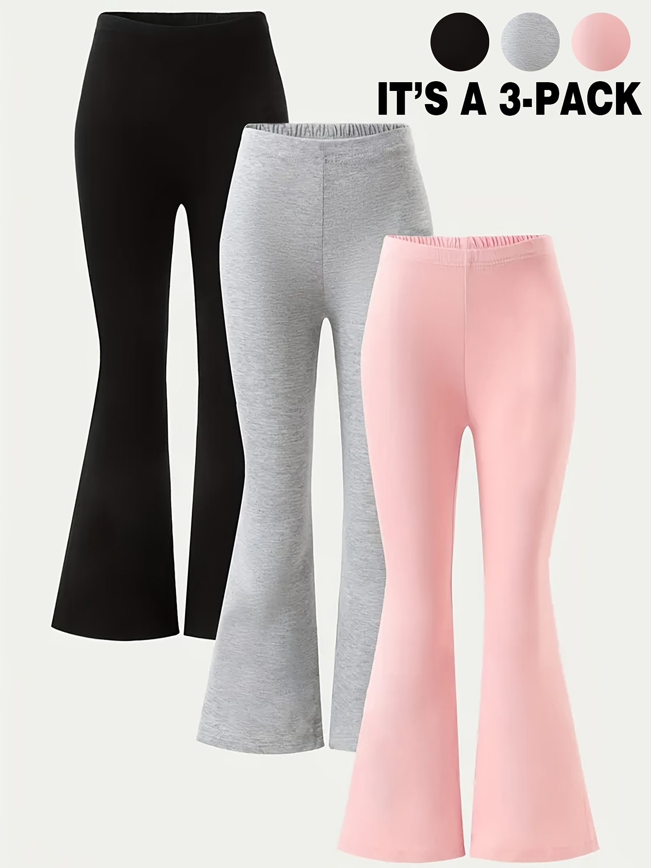 Girls Solid Flare Pants All Season - 图片 2