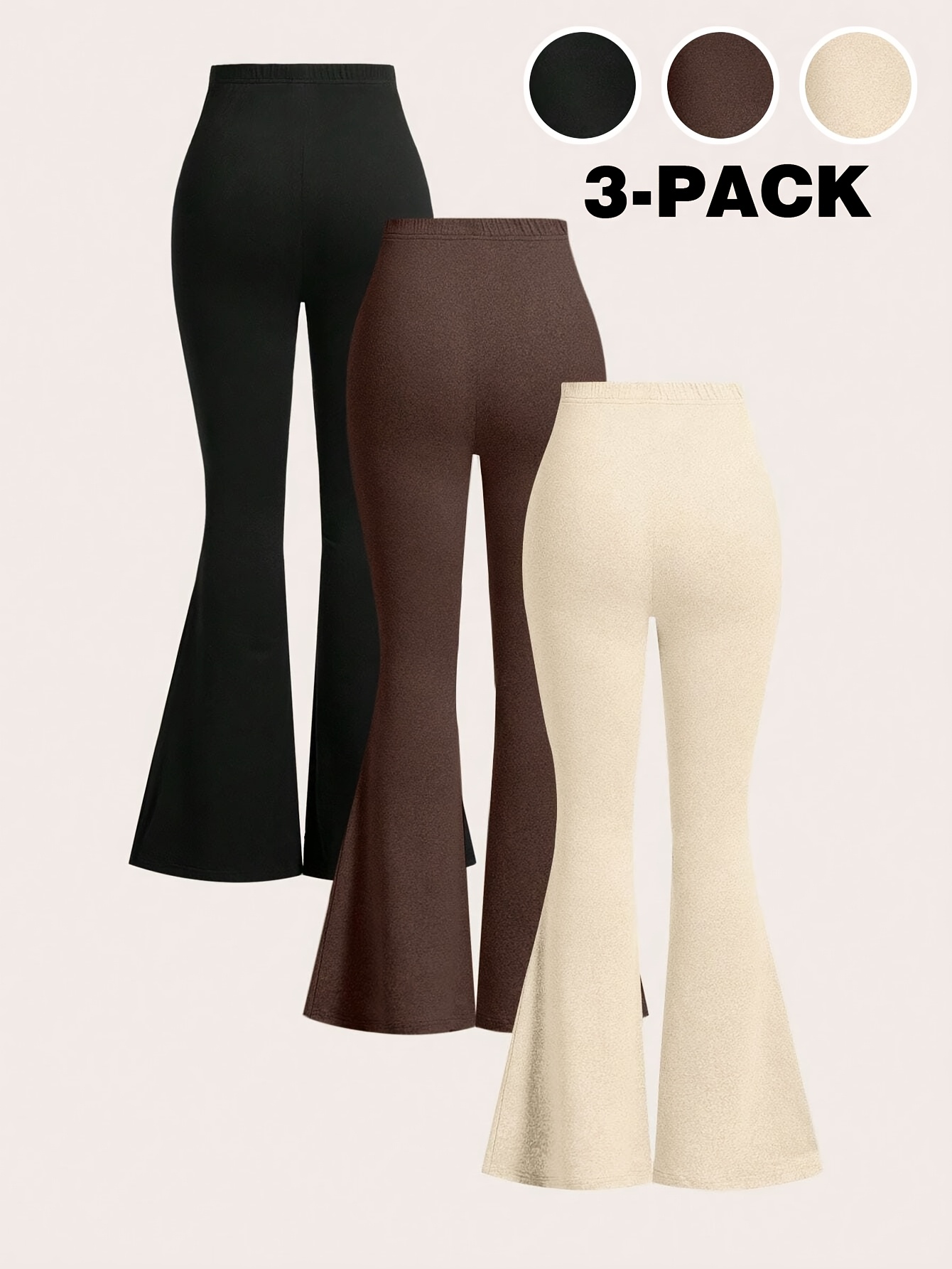 Girls Solid Flare Pants All Season - 图片 4