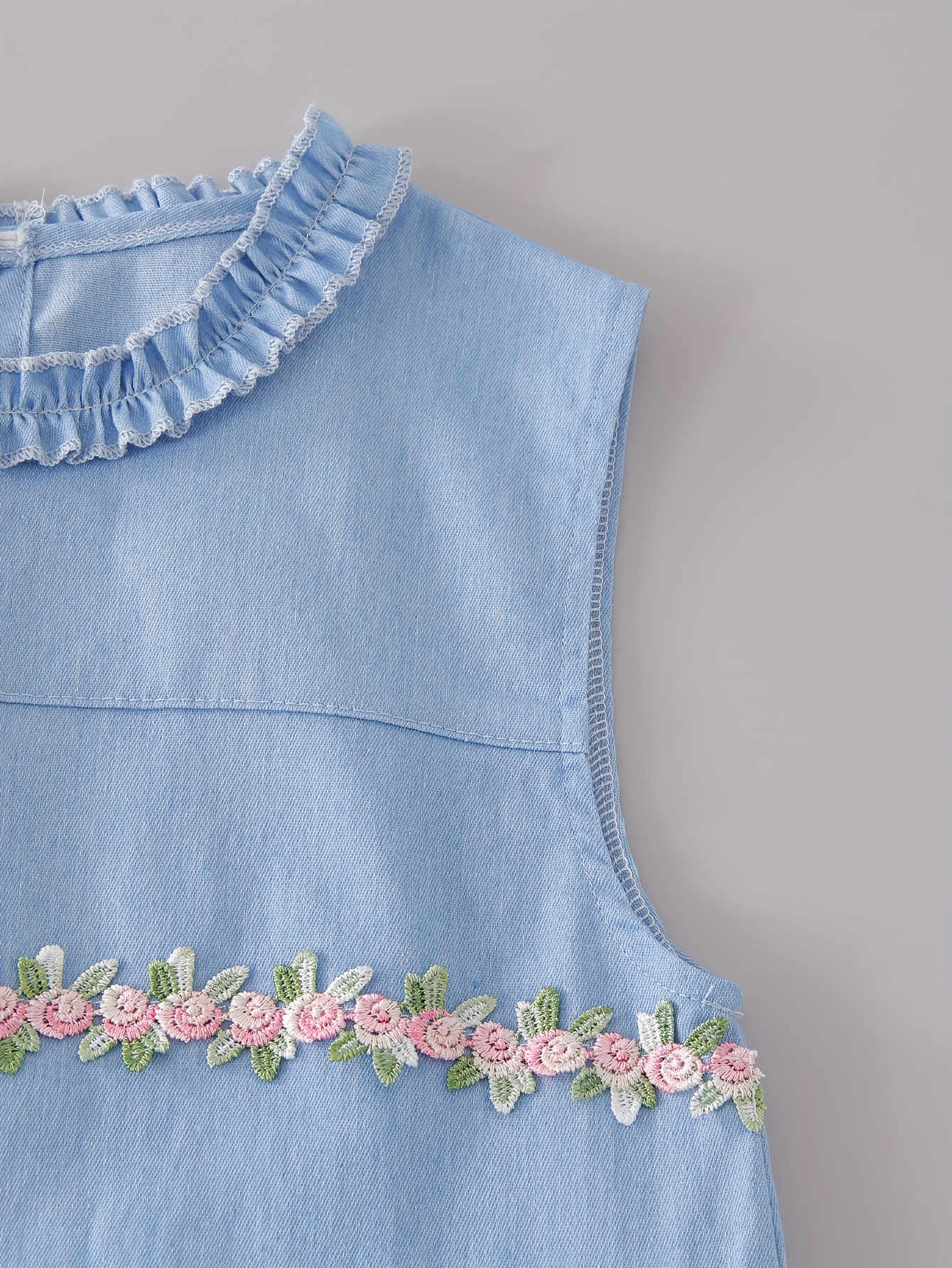 Girls Denim Ruffle Denim Top Jeans 2-Piece Set All Season - 图片 4